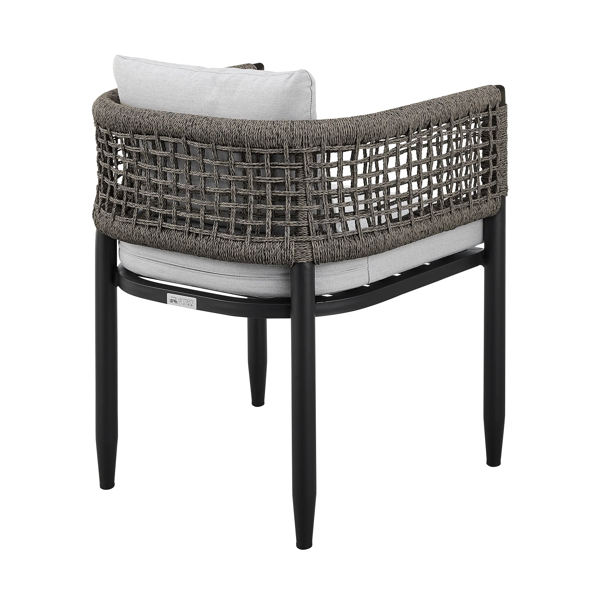 Felicia Outdoor Patio Dining Chair in Aluminum with Gray Rope and Cushions (Set of 2) - Image 5