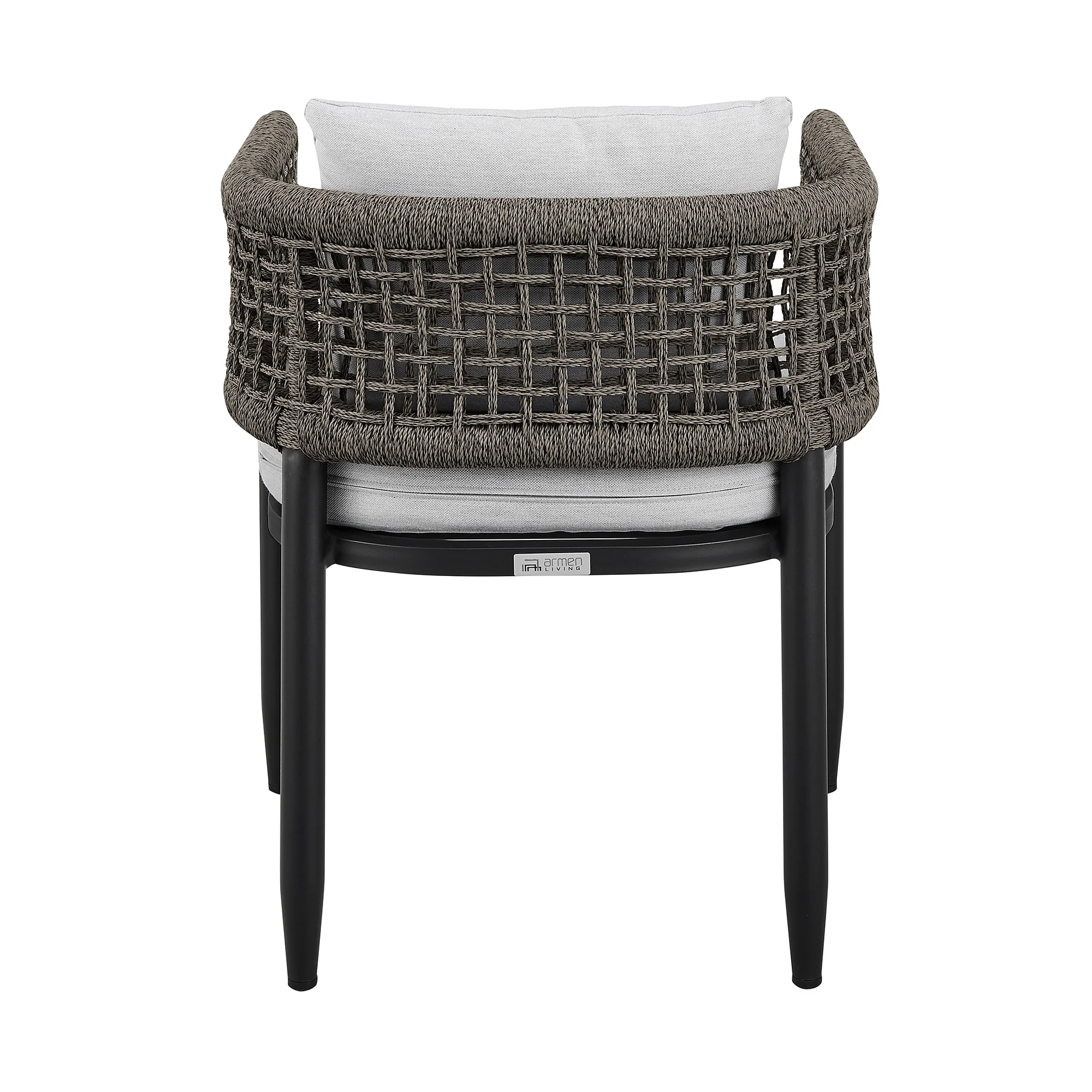 Felicia Outdoor Patio Dining Chair in Aluminum with Gray Rope and Cushions (Set of 2) - Image 6