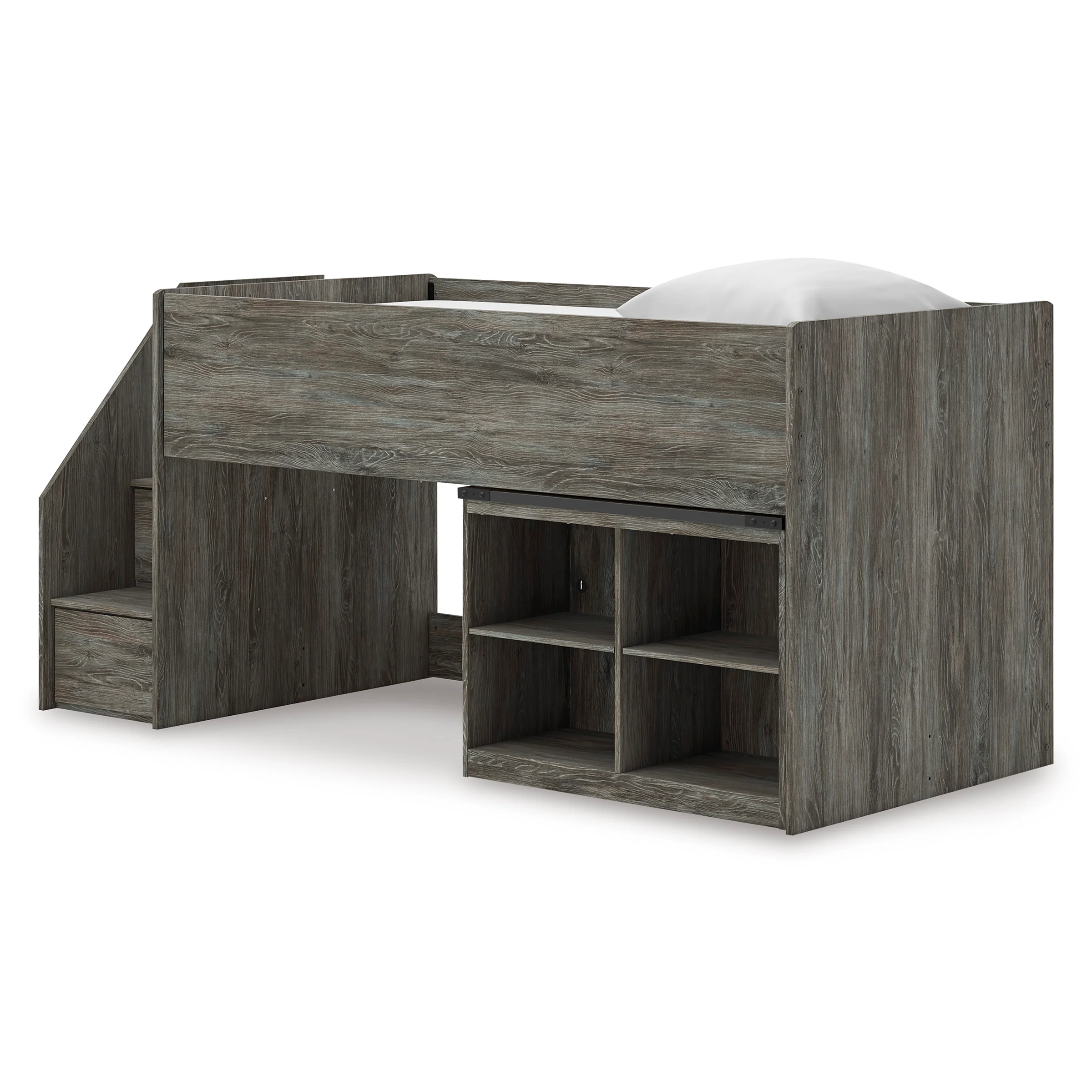 Frandern Twin Loft Bed with Bookcase Storage - Image 3