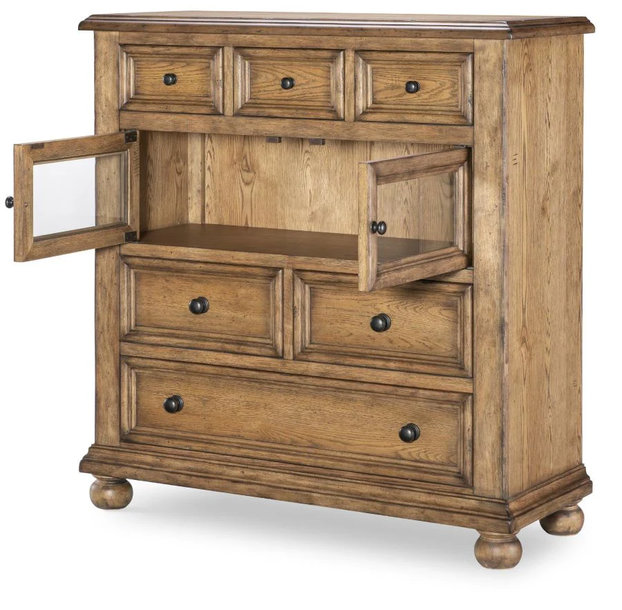 Vintage Market Glass Door Drawer Cabinet - Image 3