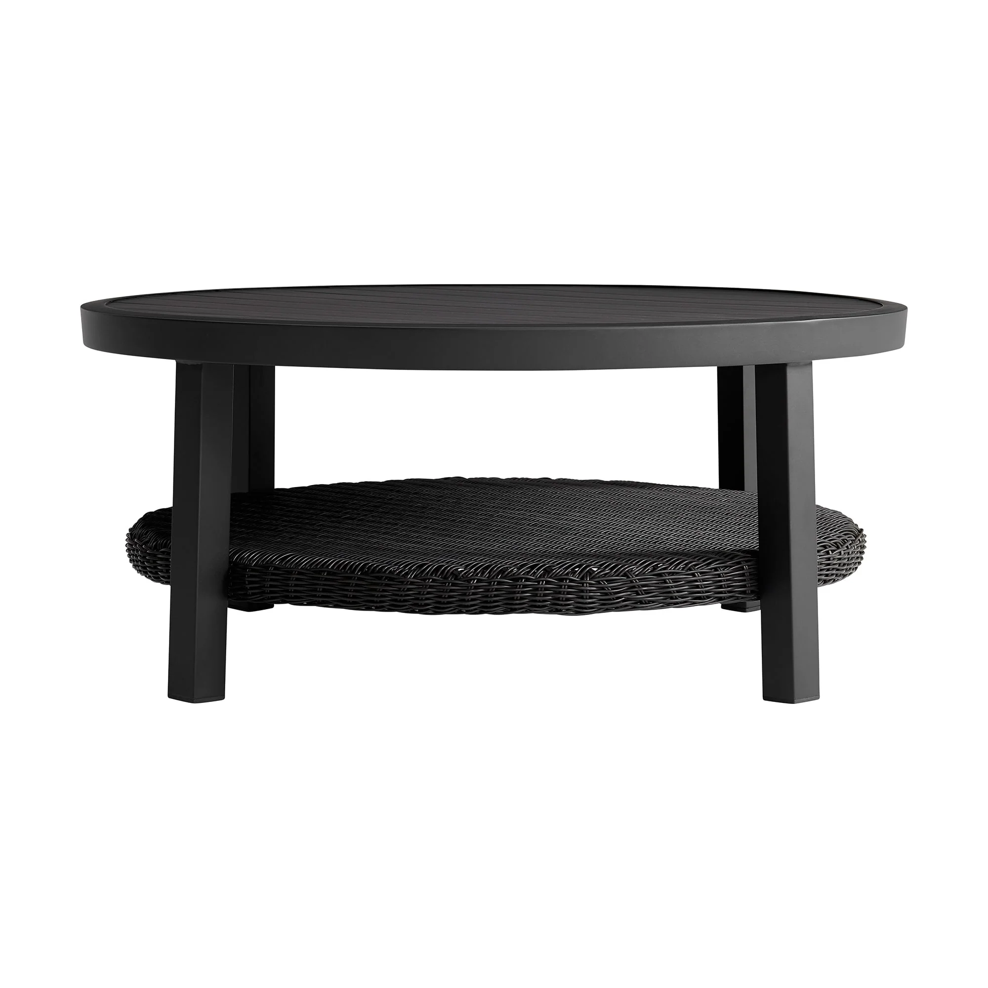 Grand 3 Piece Black Aluminum Outdoor Seating Set with Dark Gray Cushions - Image 4