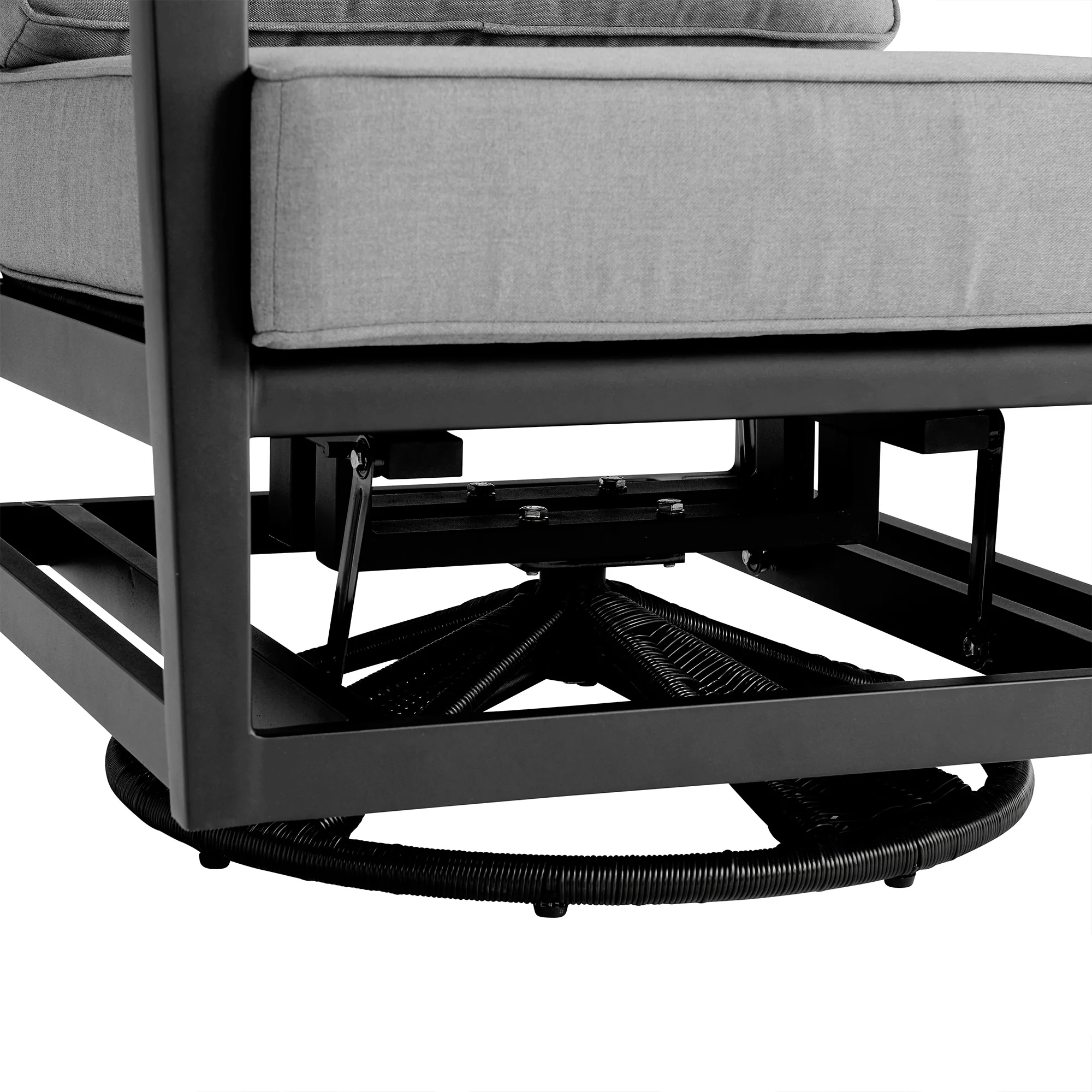 Grand 3 Piece Black Aluminum Outdoor Seating Set with Dark Gray Cushions - Image 6
