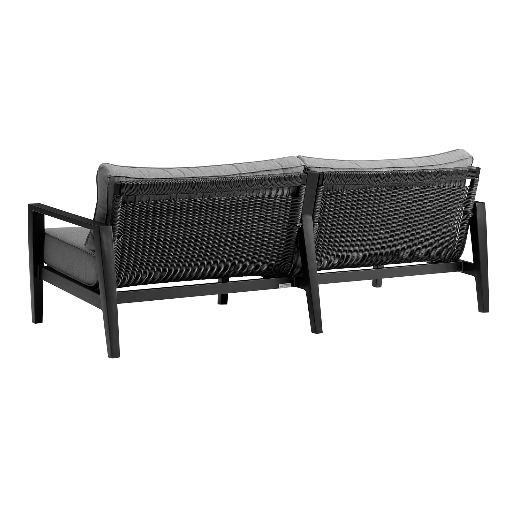 Grand 4 Piece Black Aluminum Outdoor Seating Set with Dark Gray Cushions - Image 3