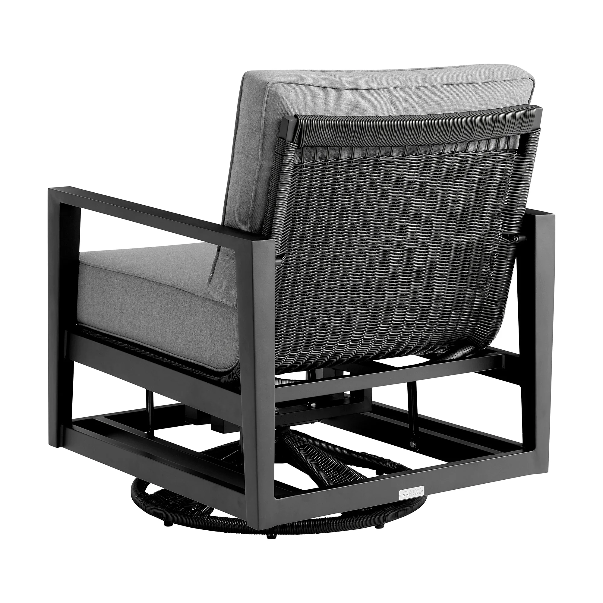 Grand 5 Piece Black Aluminum Outdoor Seating Set with Dark Gray Cushions - Image 3