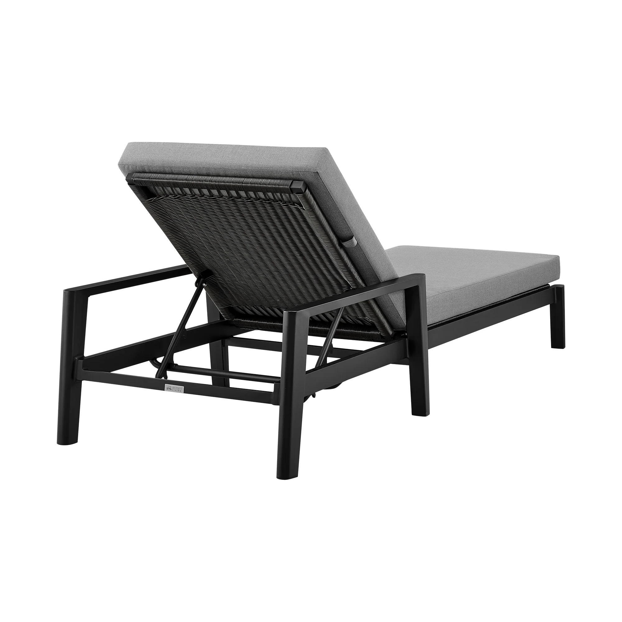 Grand Outdoor Patio Adjustable Chaise Lounge Chair in Aluminum with Gray Cushions - Image 4