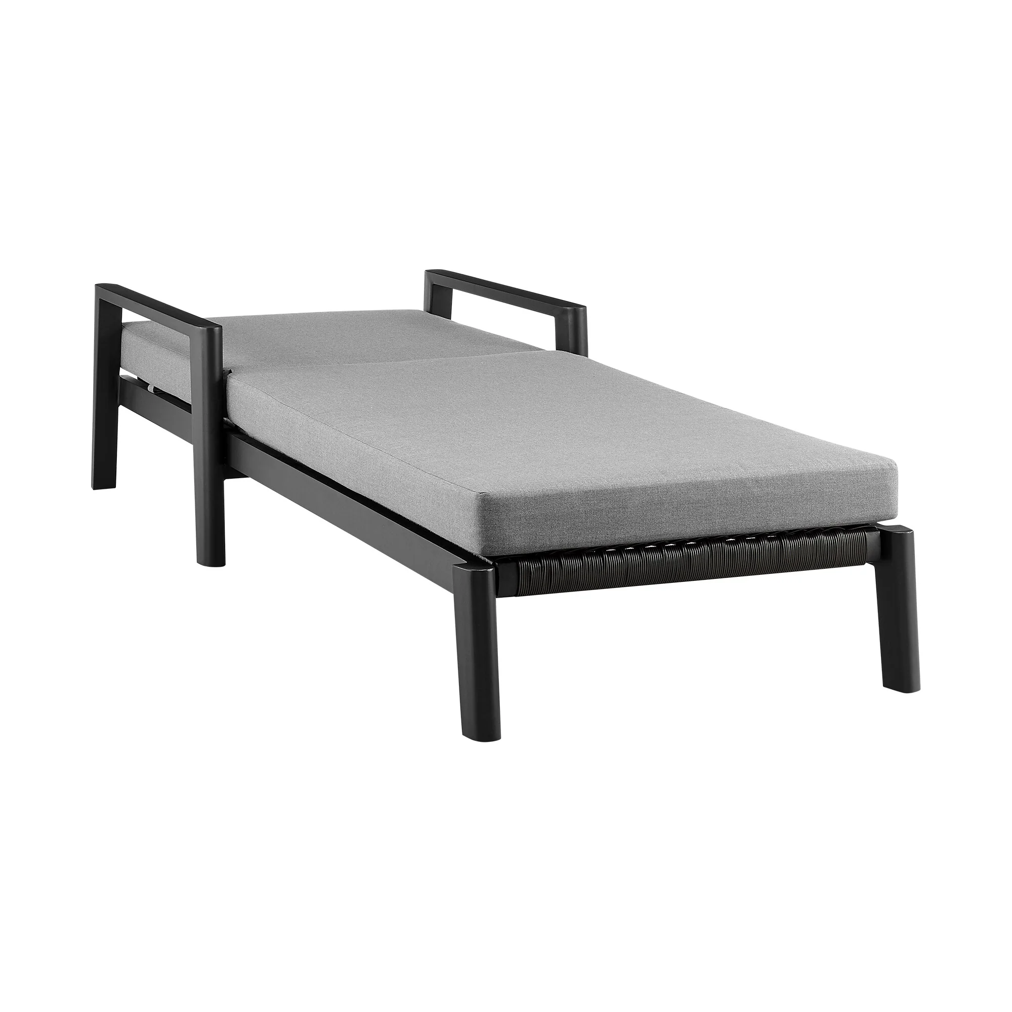 Grand Outdoor Patio Adjustable Chaise Lounge Chair in Aluminum with Gray Cushions - Image 6