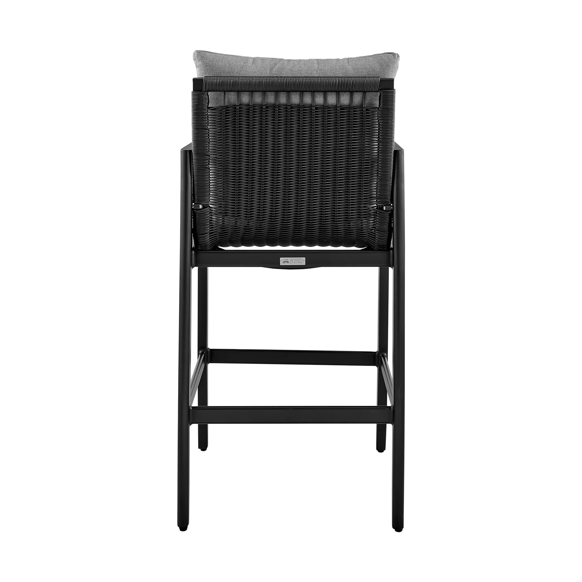 Grand Outdoor Patio Counter Height Bar Stool in Aluminum with Gray Cushions - Image 5