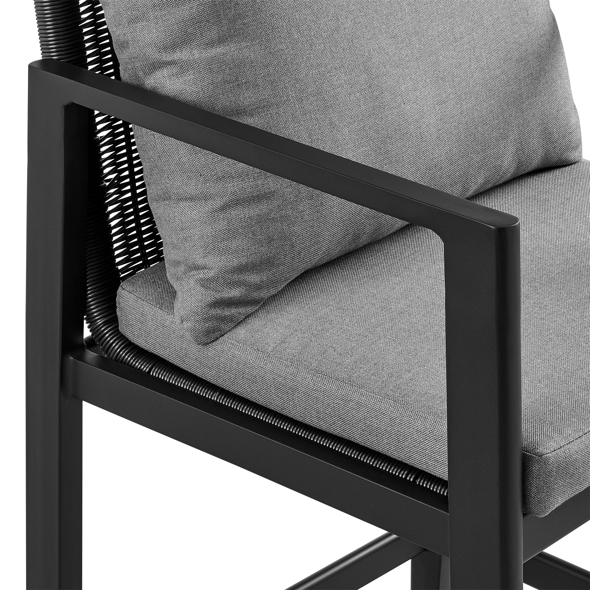 Grand Outdoor Patio Counter Height Bar Stool in Aluminum with Gray Cushions - Image 6