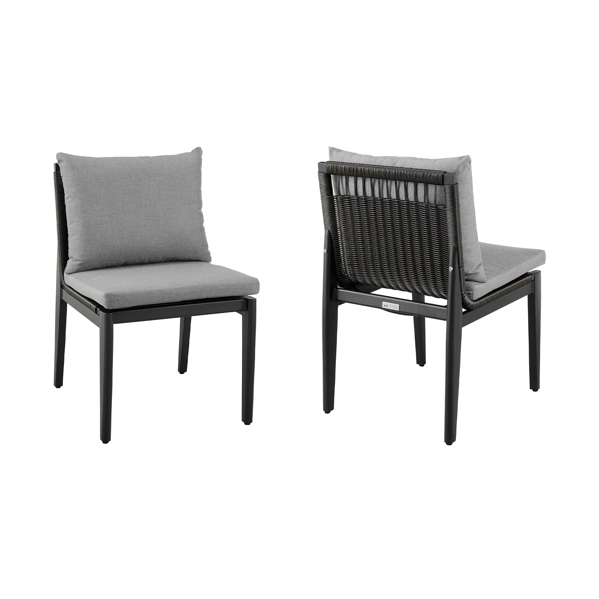 Grand Outdoor Patio Dining Chairs in Aluminum with Gray Cushions (Set of 2) - Image 2