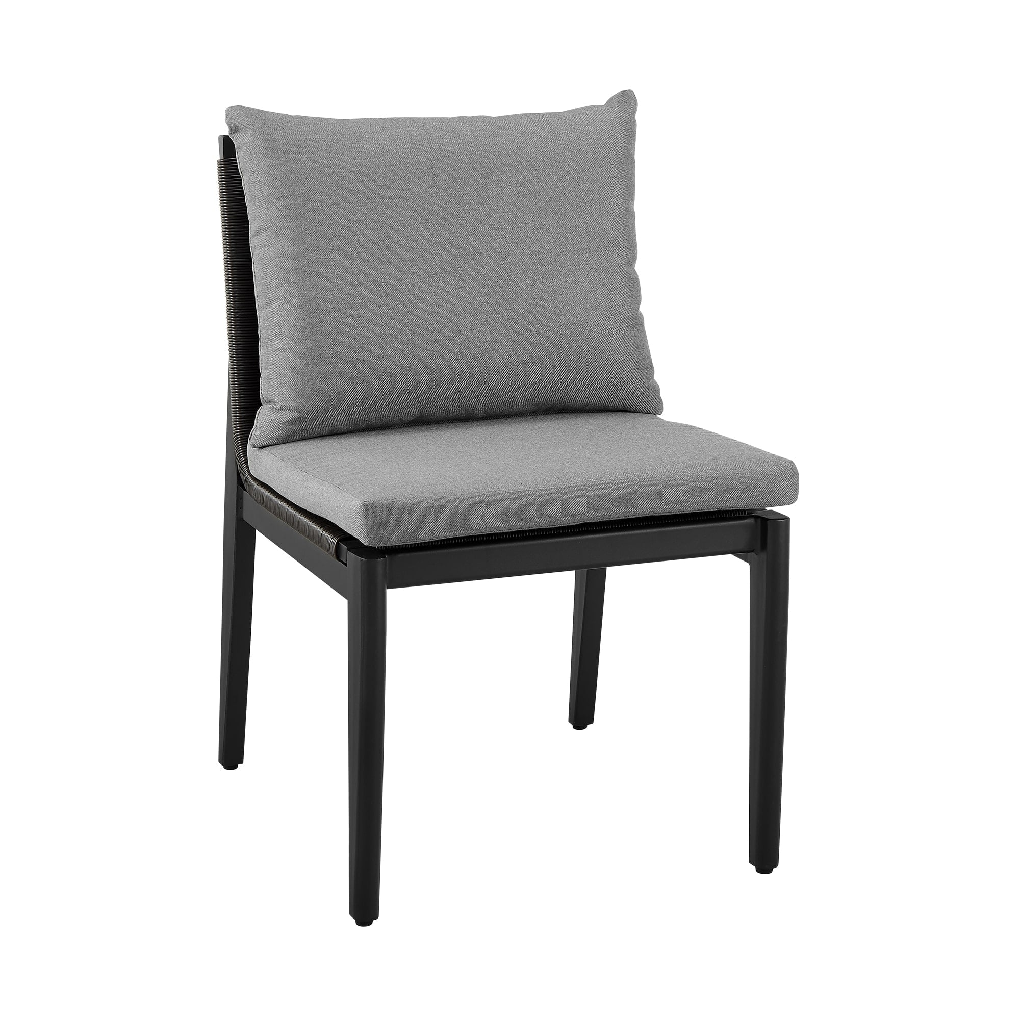 Grand Outdoor Patio Dining Chairs in Aluminum with Gray Cushions (Set of 2) - Image 3