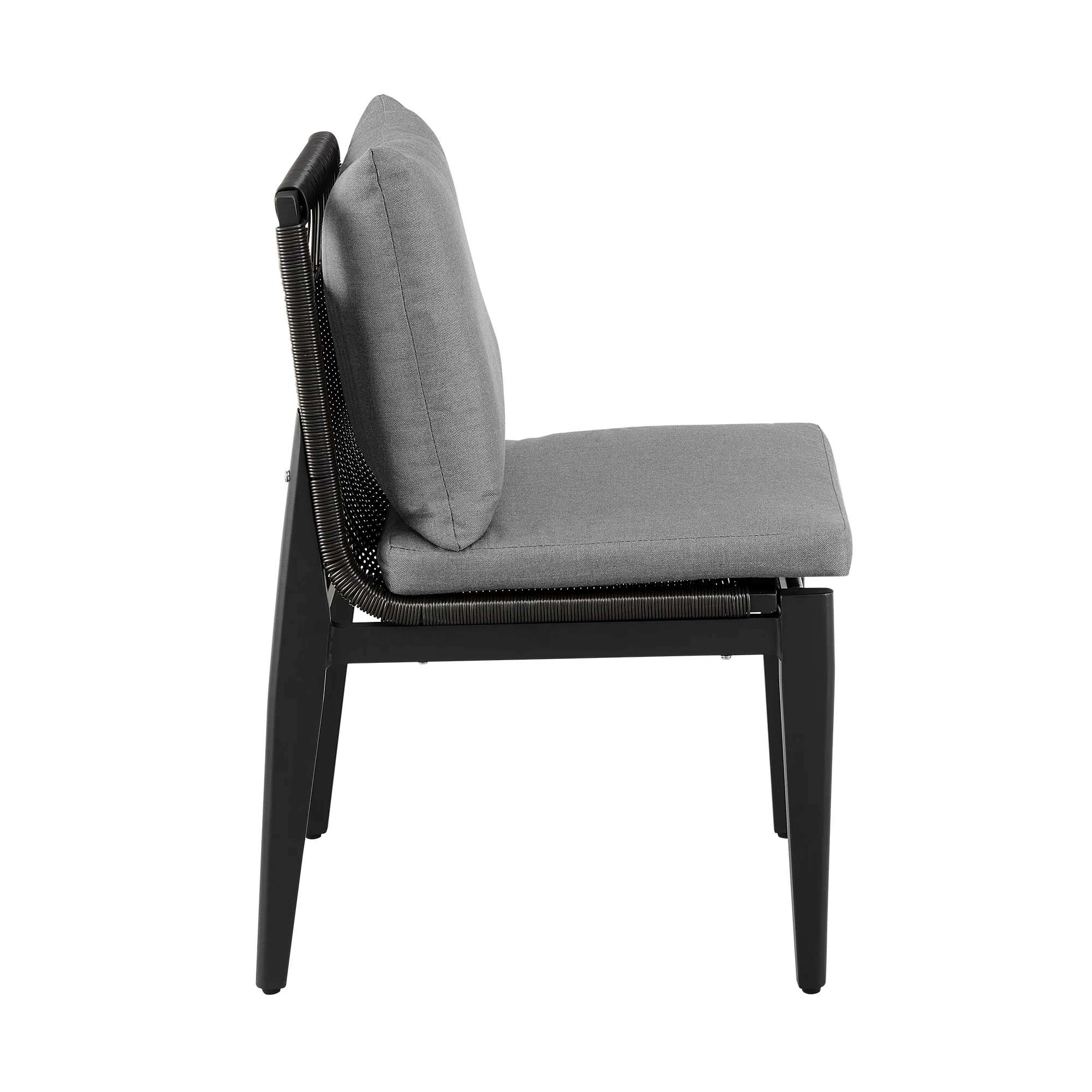 Grand Outdoor Patio Dining Chairs in Aluminum with Gray Cushions (Set of 2) - Image 4