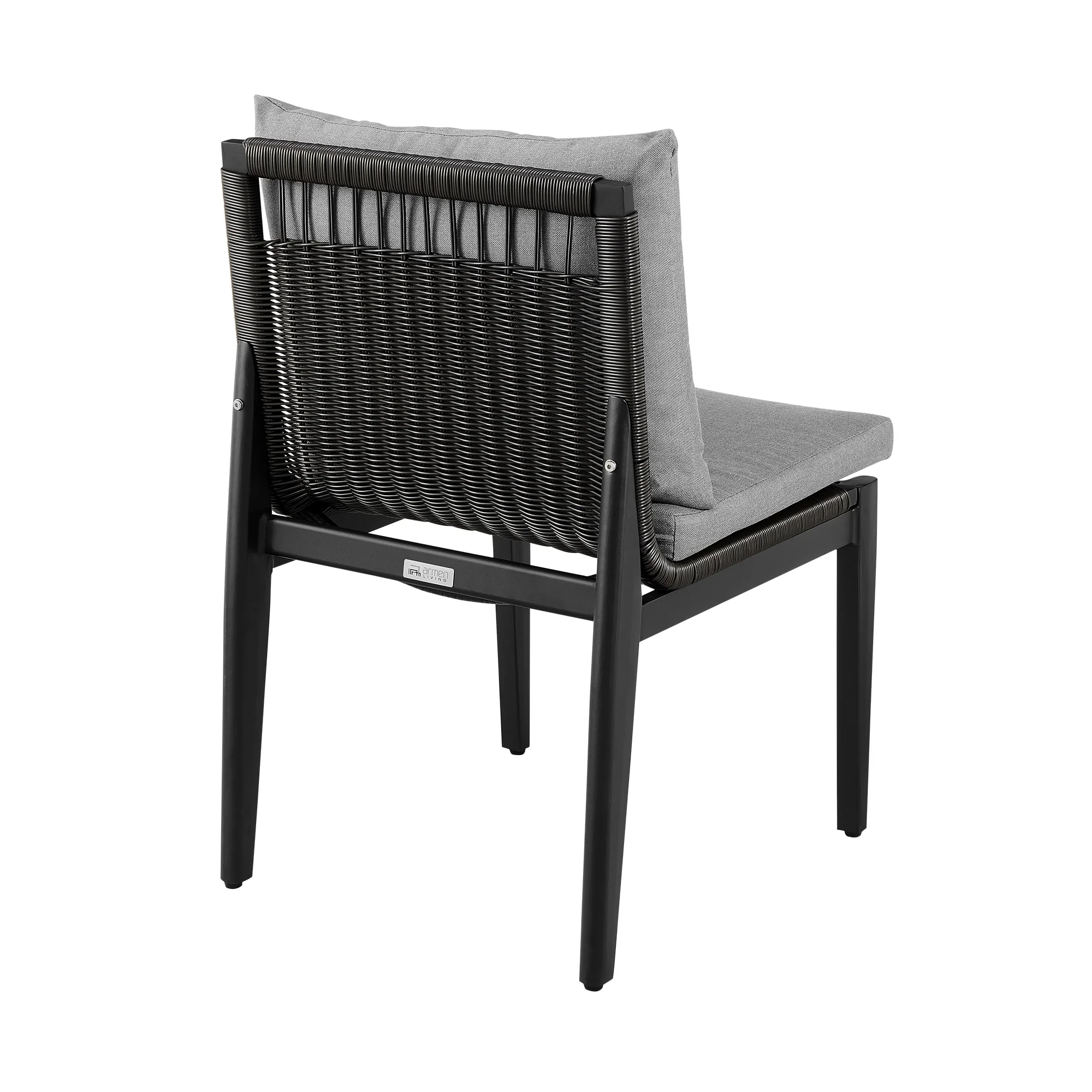 Grand Outdoor Patio Dining Chairs in Aluminum with Gray Cushions (Set of 2) - Image 5