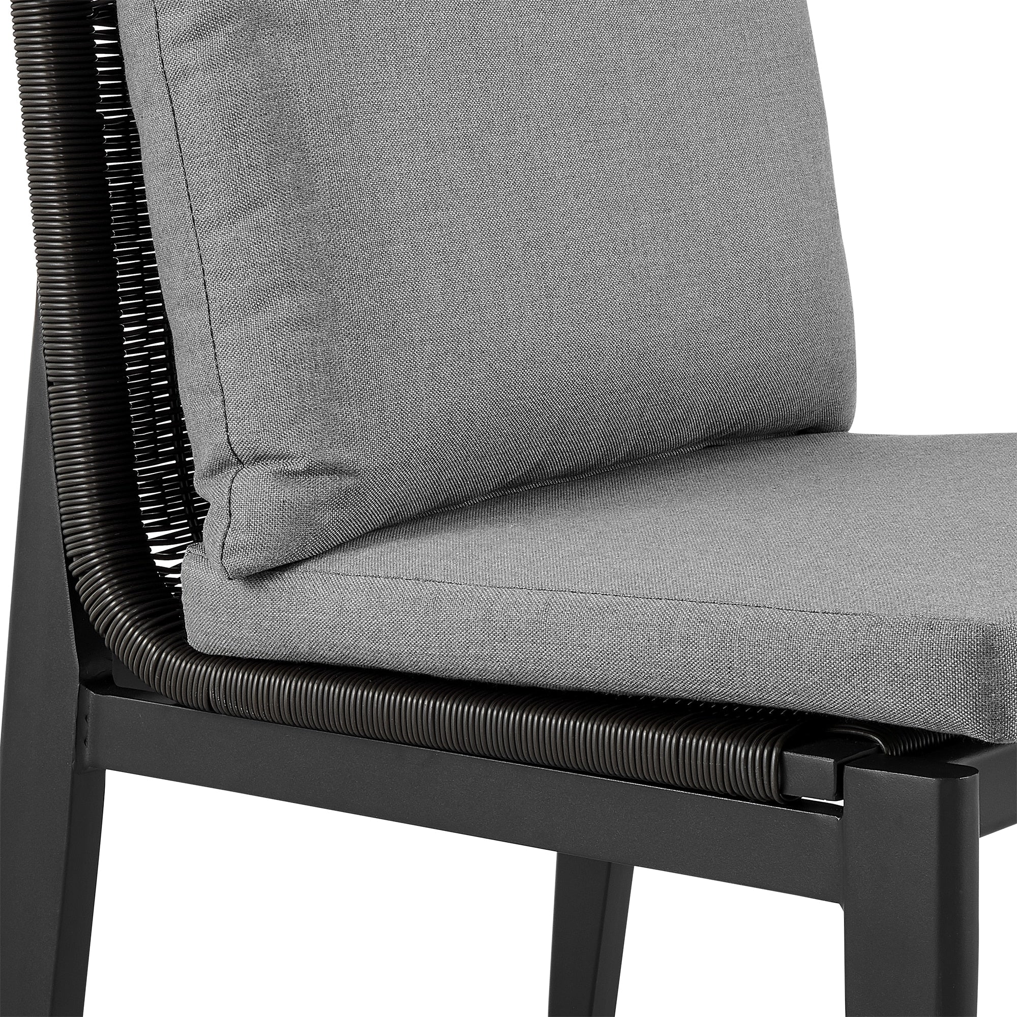 Grand Outdoor Patio Dining Chairs in Aluminum with Gray Cushions (Set of 2) - Image 7