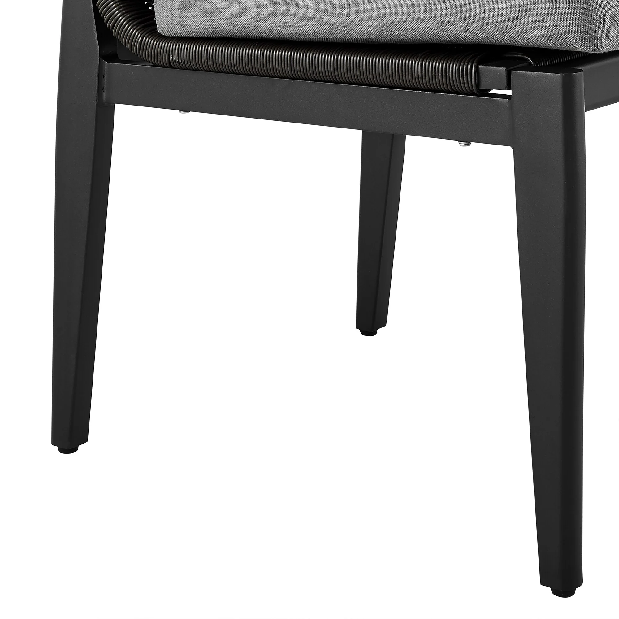 Grand Outdoor Patio Dining Chairs in Aluminum with Gray Cushions (Set of 2) - Image 8