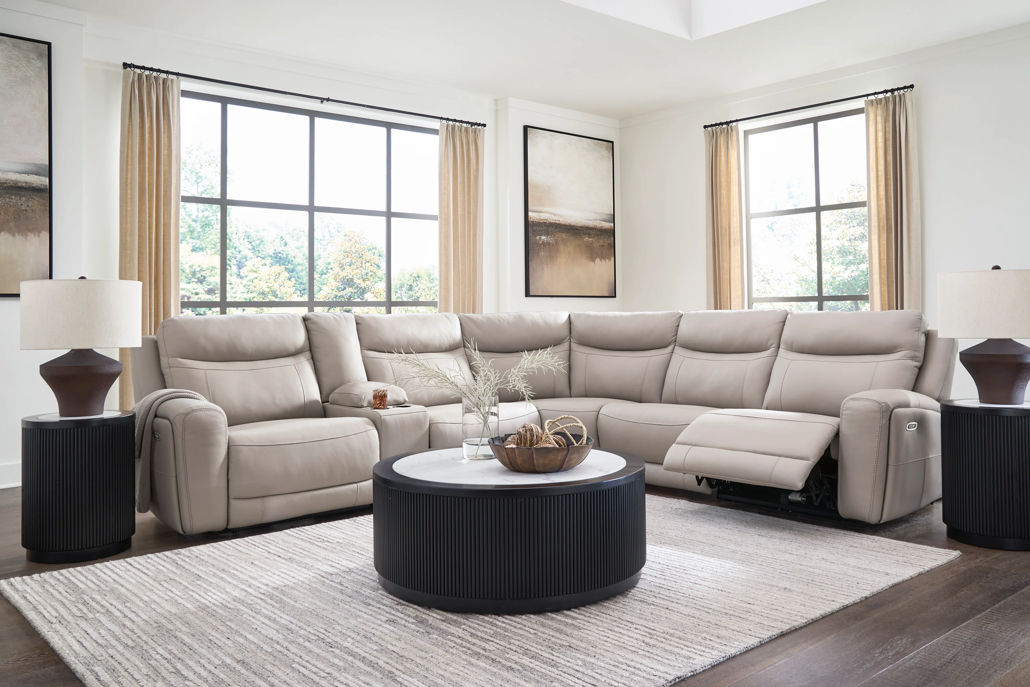 Gravier 6-Piece Power Reclining Sectional with Storage Console with Power Armless Recliner - Image 2