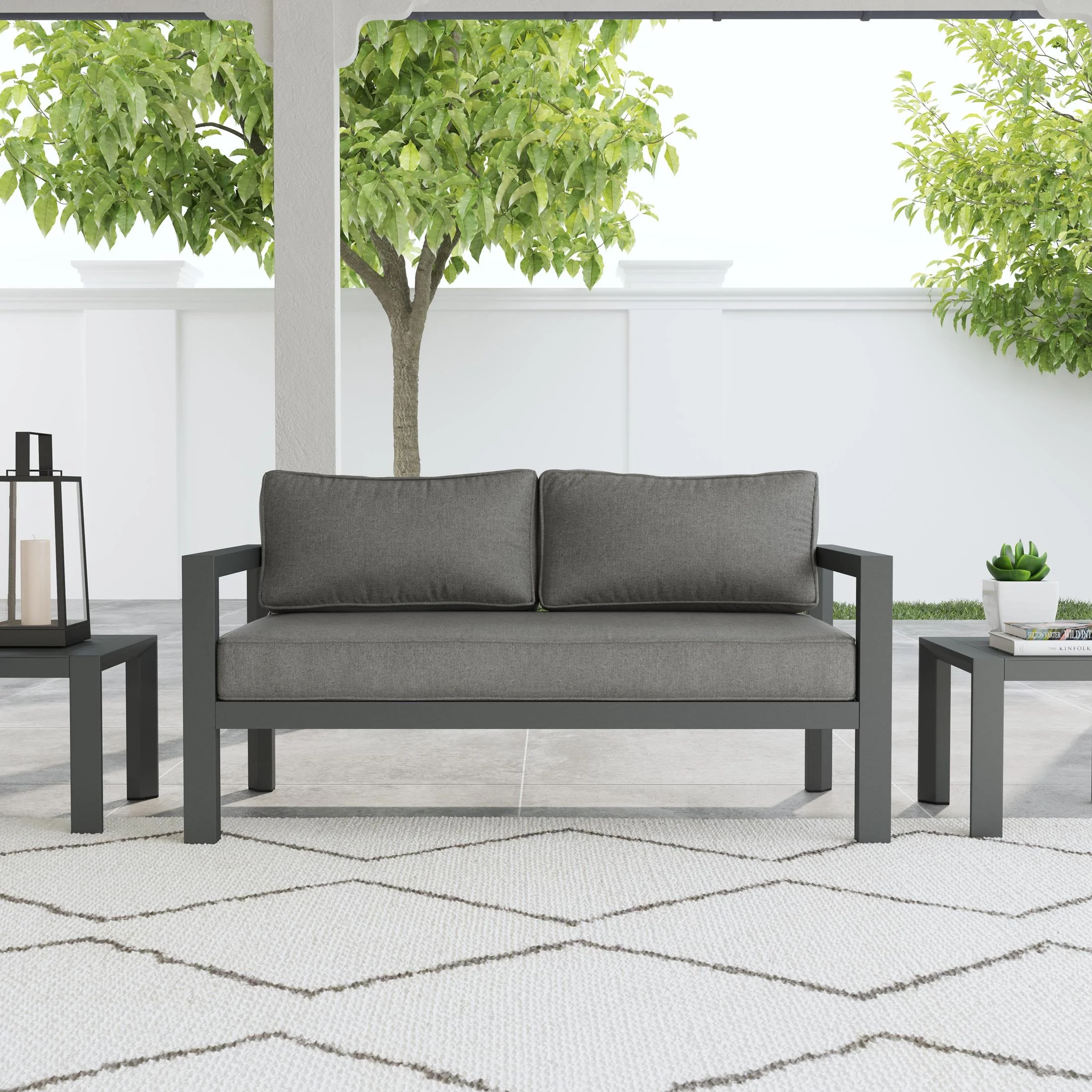 Grayton Outdoor Aluminum Loveseat - Image 2