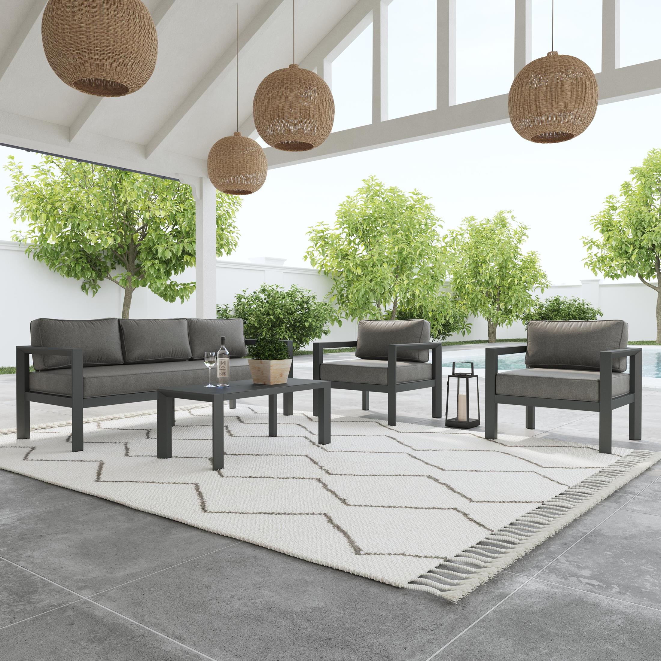 Grayton Outdoor Aluminum Sofa 4-Piece Set - Image 2