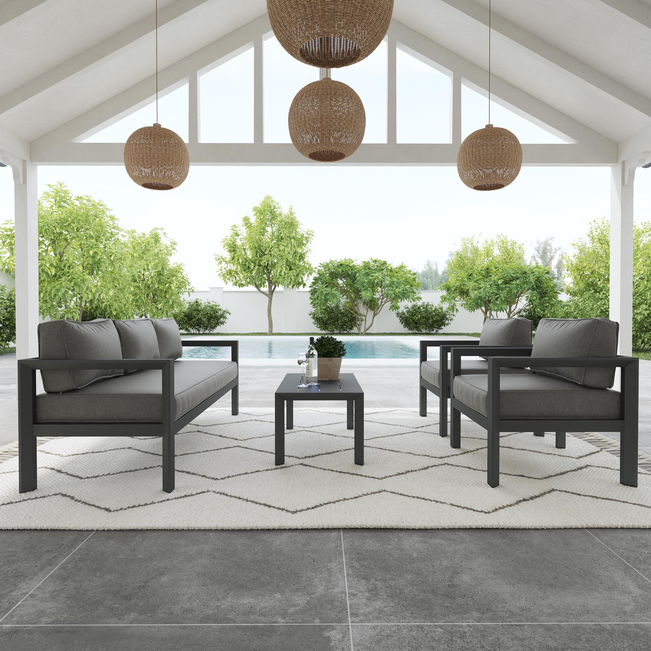 Grayton Outdoor Aluminum Sofa 4-Piece Set - Image 3