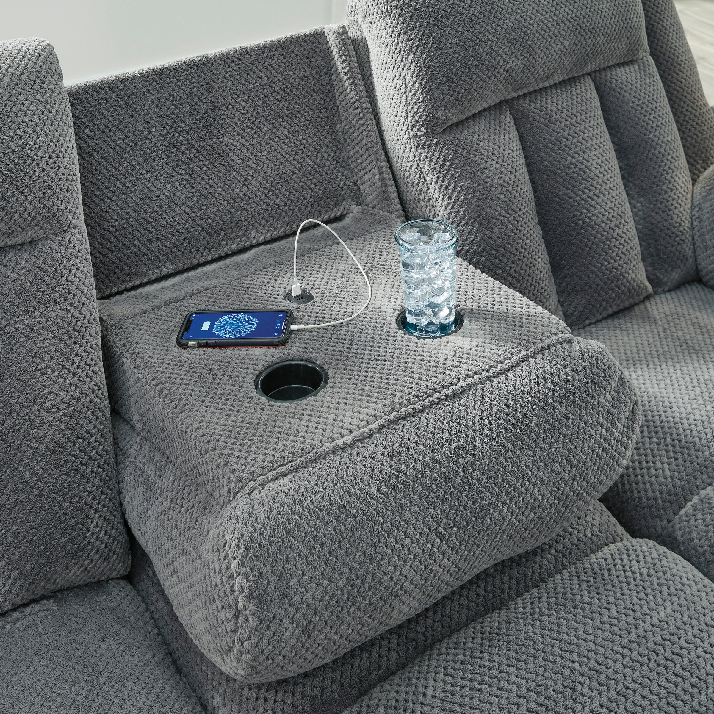 Greely Bend Power Reclining Sofa with Drop Down Table - Image 8