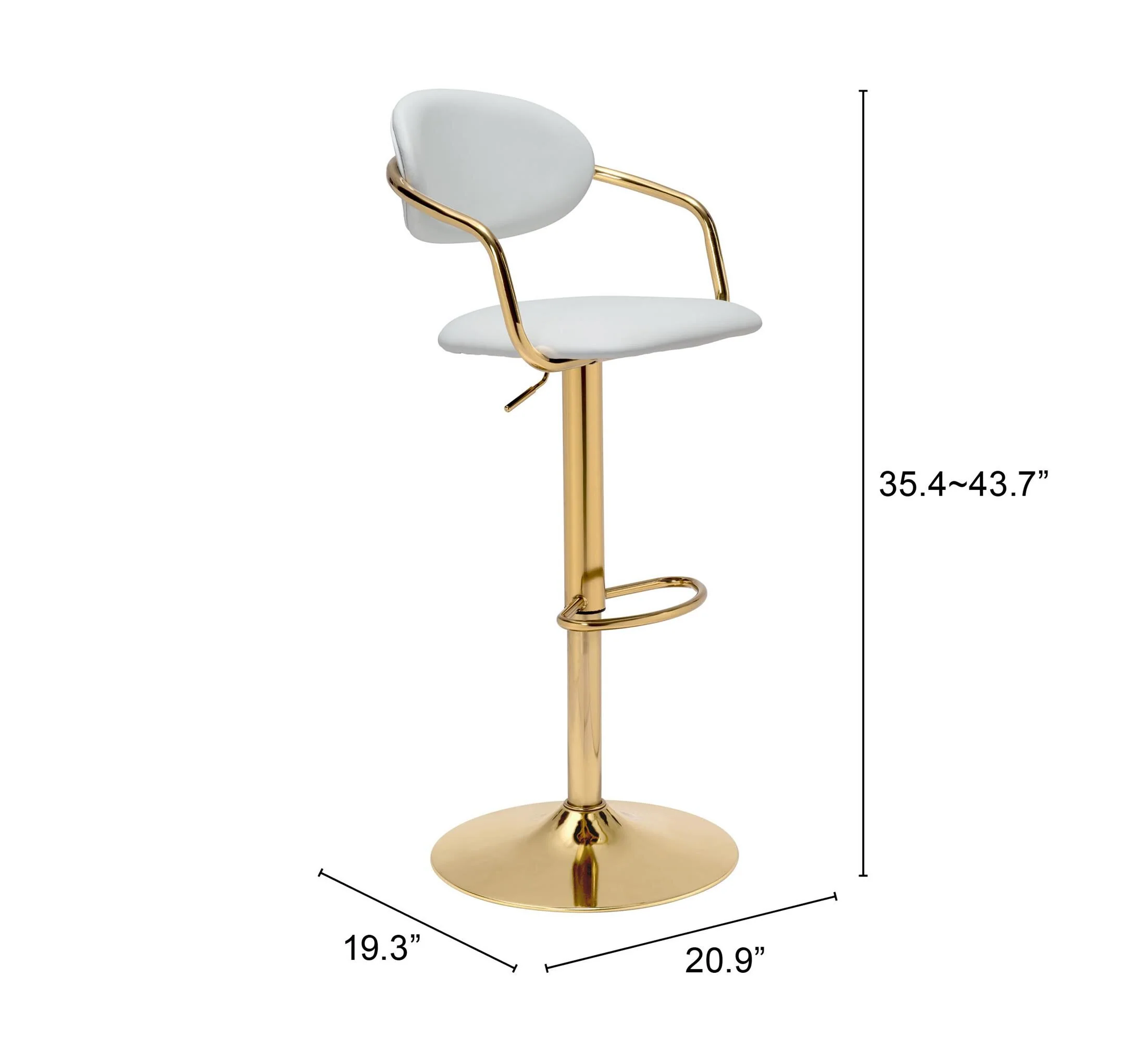 Gusto Barstool White & Gold - Image 3