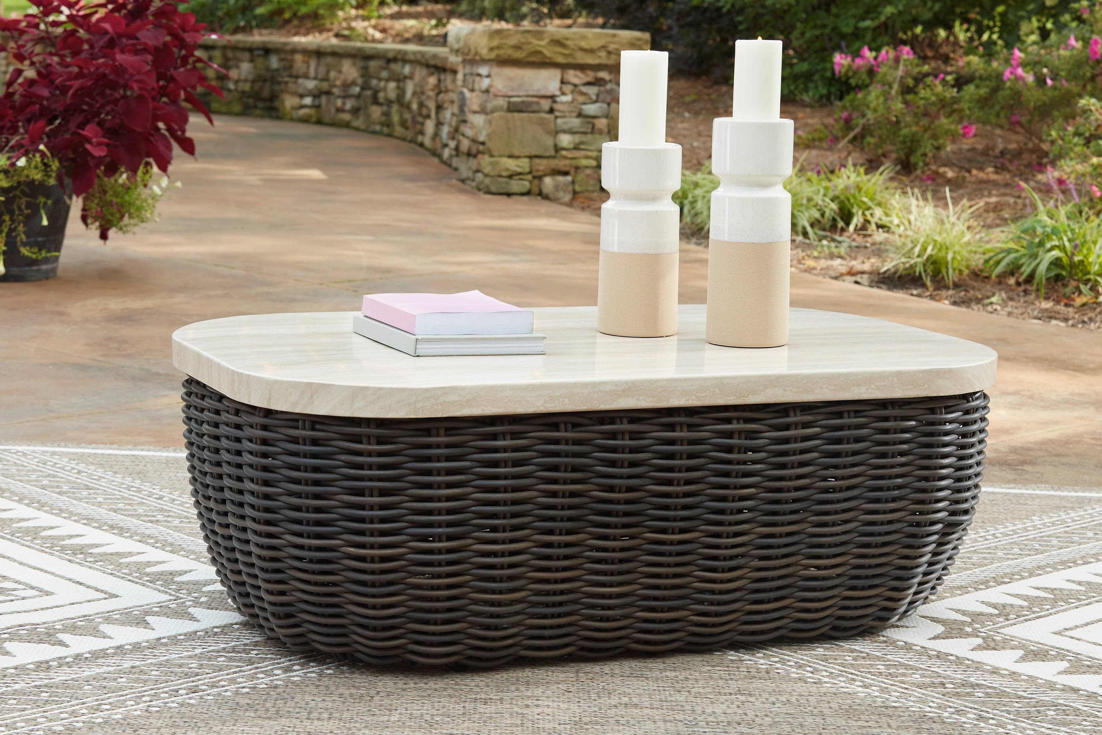 Ashley Kimora Outdoor Patio Rectangular Cocktail Table - Image 2