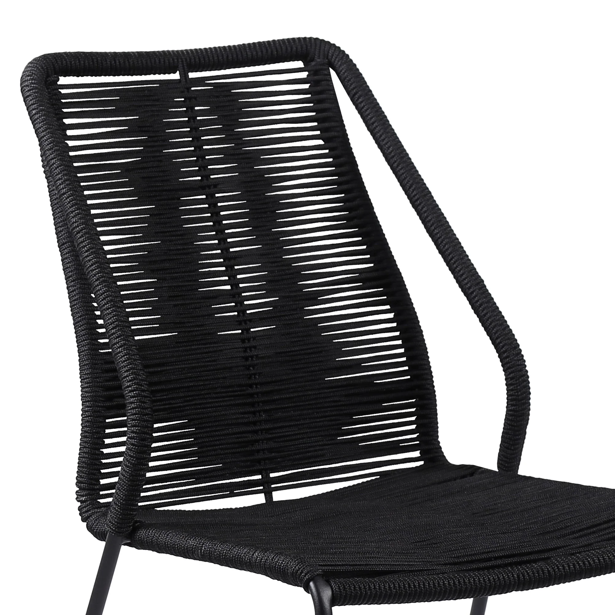Koala and Clip 5 Piece Dining Set in Dark Eucalyptus Wood and Metal with Black Rope - Image 4