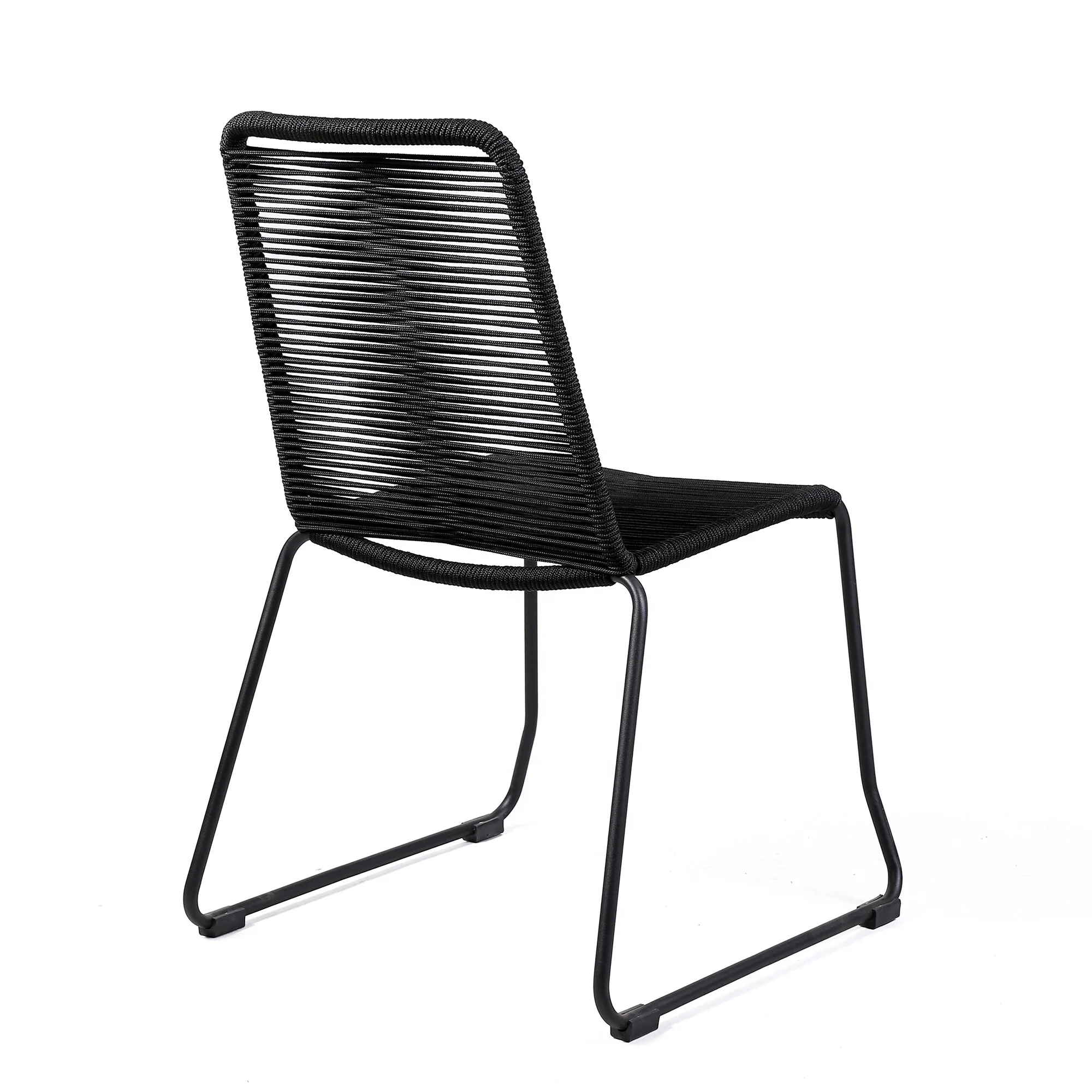Koala and Shasta 5 Piece Dining Set in Dark Eucalyptus and Metal with Black Rope - Image 3