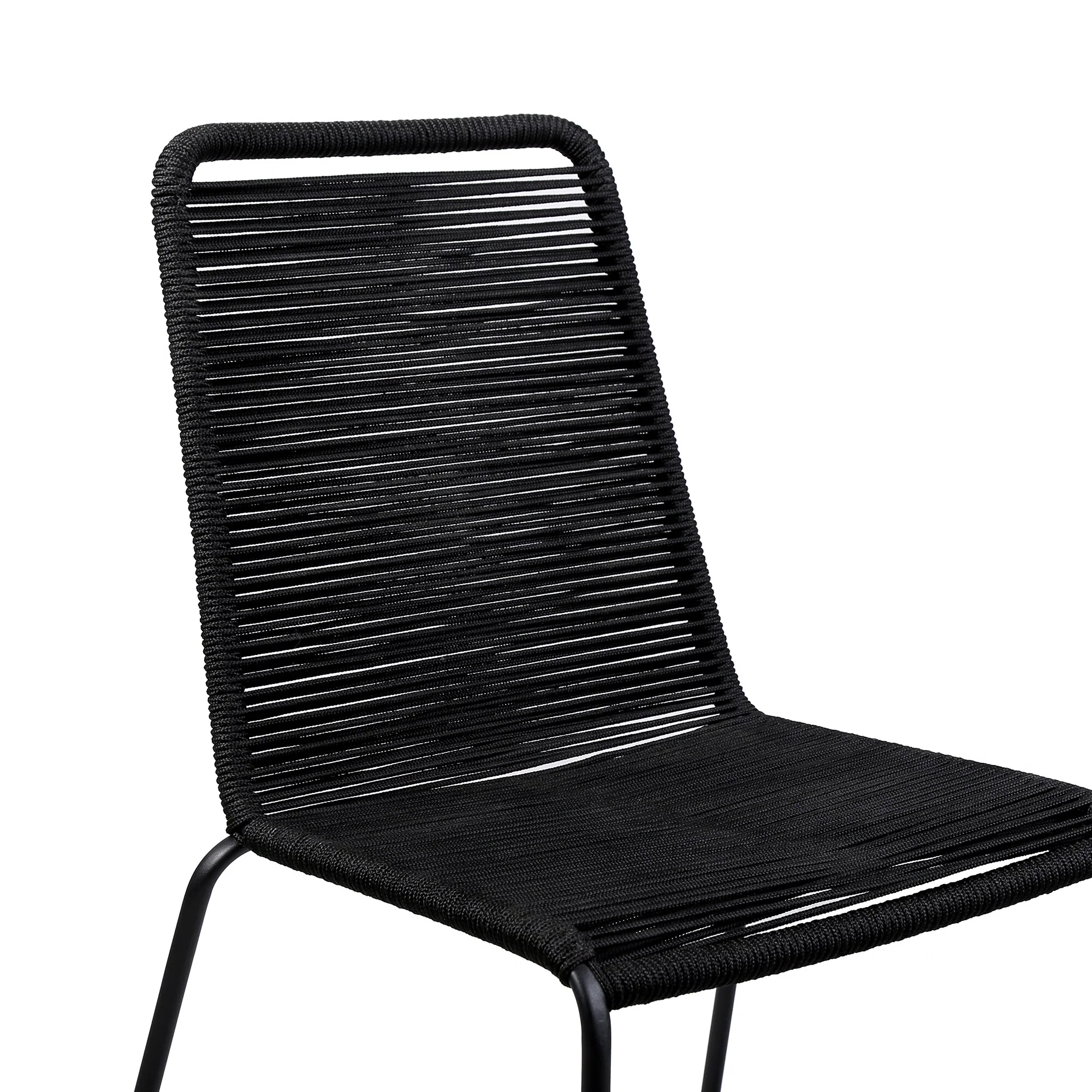 Koala and Shasta 5 Piece Dining Set in Dark Eucalyptus and Metal with Black Rope - Image 4