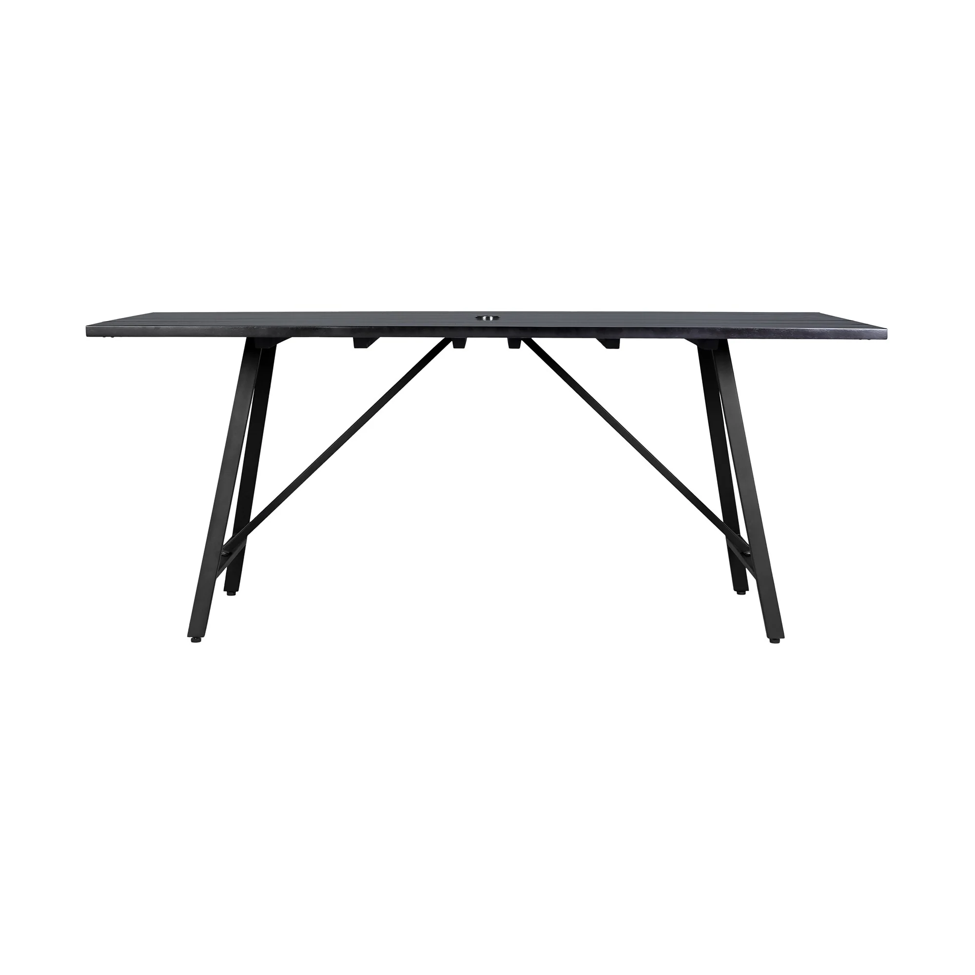 Koala Outdoor Patio Dark Eucalyptus Wood and Metal Rectangle Dining Table - Image 2