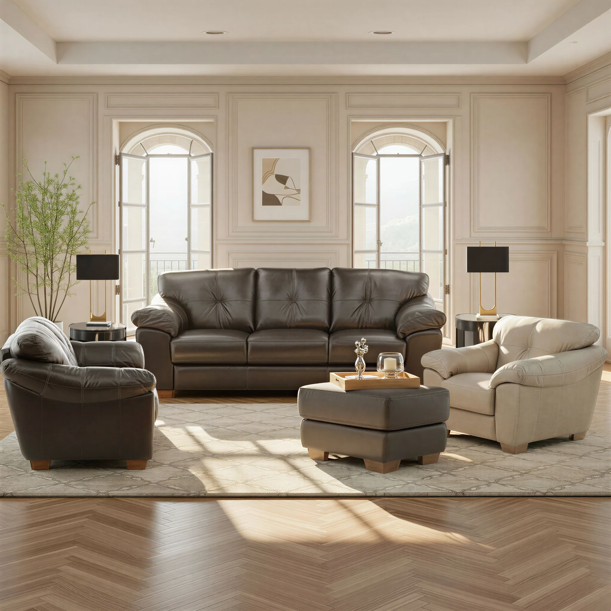 Camy Leather Ottoman - Image 7