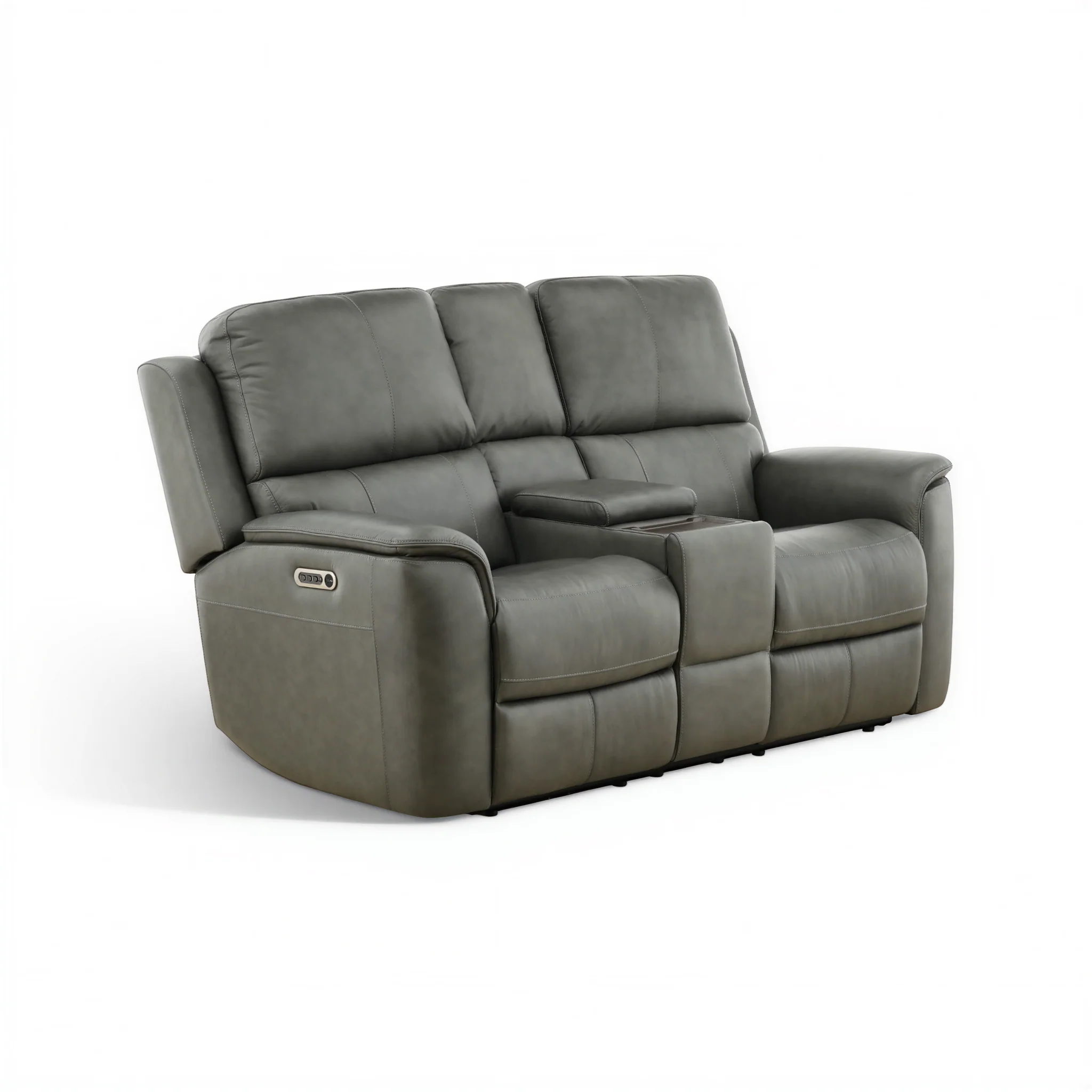 Flexsteel Grayson Leather Power Reclining Console Loveseat - Image 5