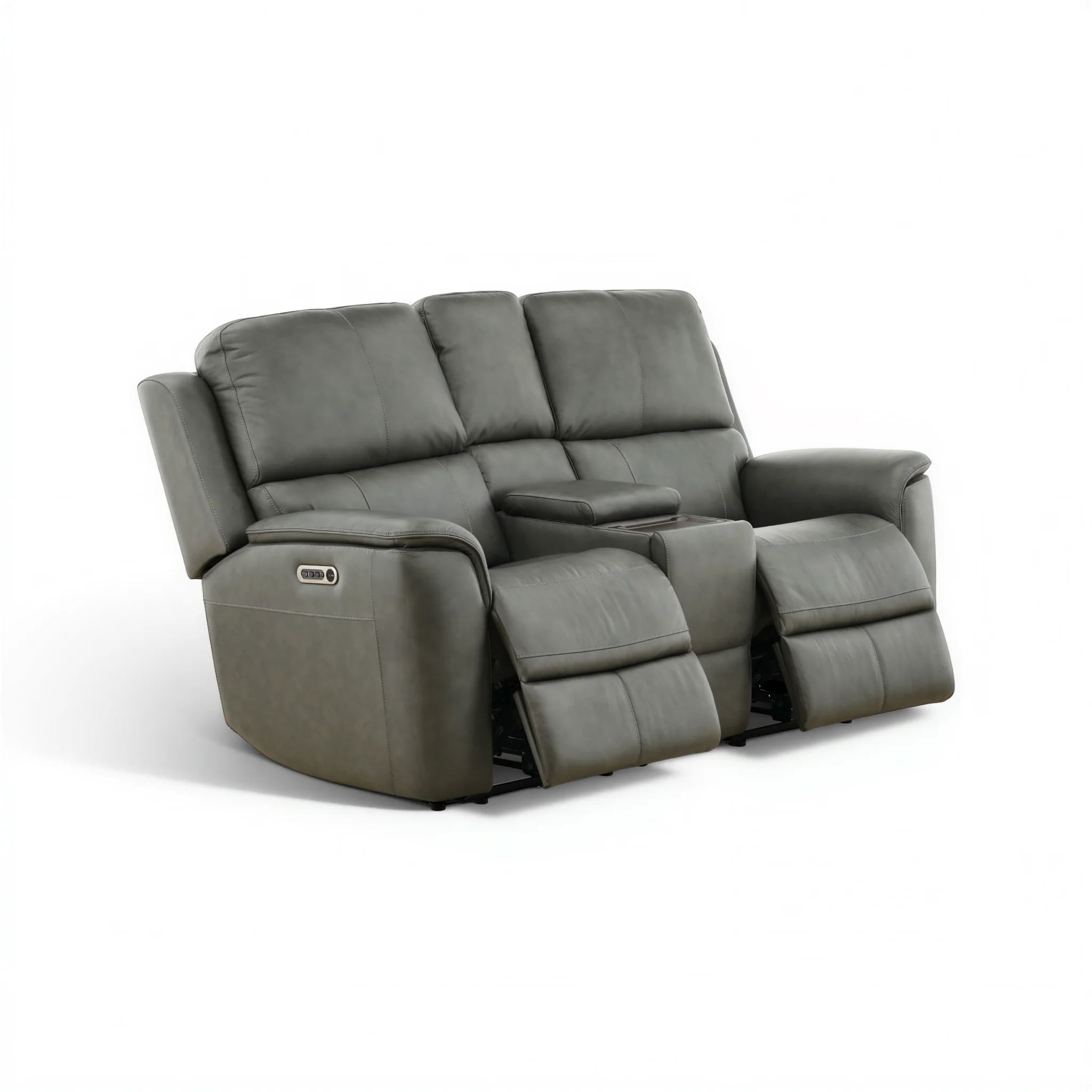 Flexsteel Grayson Leather Power Reclining Console Loveseat - Image 6