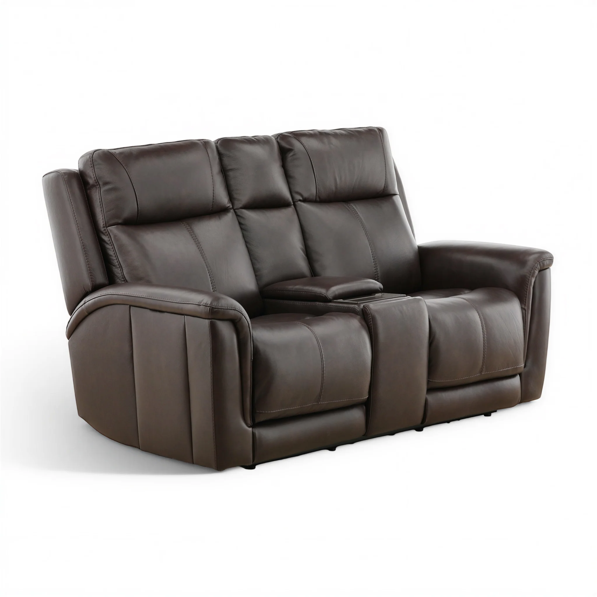 Flexsteel Trey Leather Power Reclining Console Loveseat - Image 21
