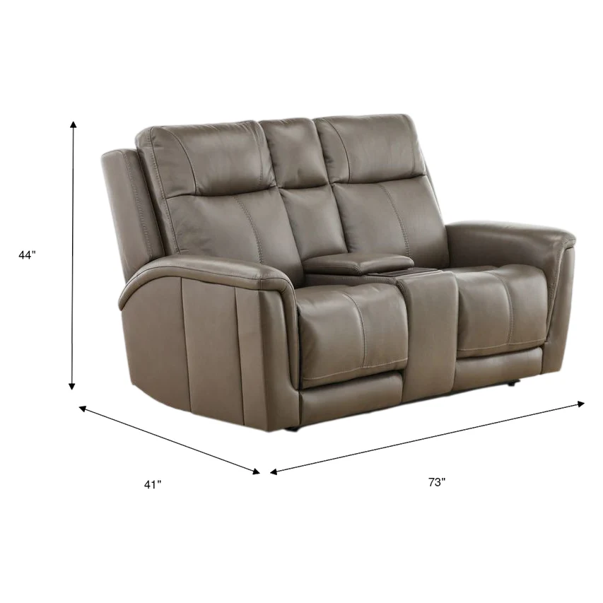 Flexsteel Trey Leather Power Reclining Console Loveseat - Image 3