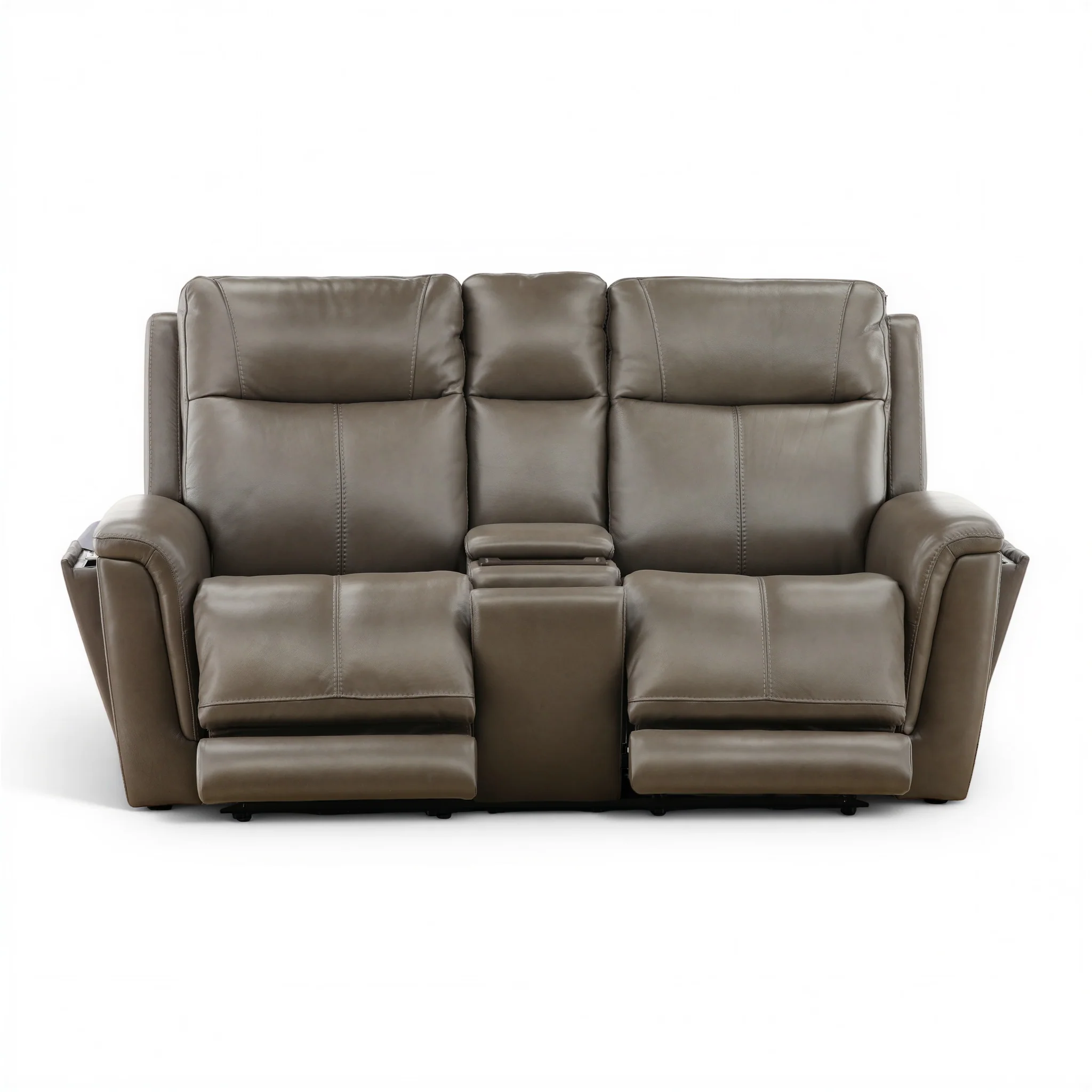 Flexsteel Trey Leather Power Reclining Console Loveseat - Image 4