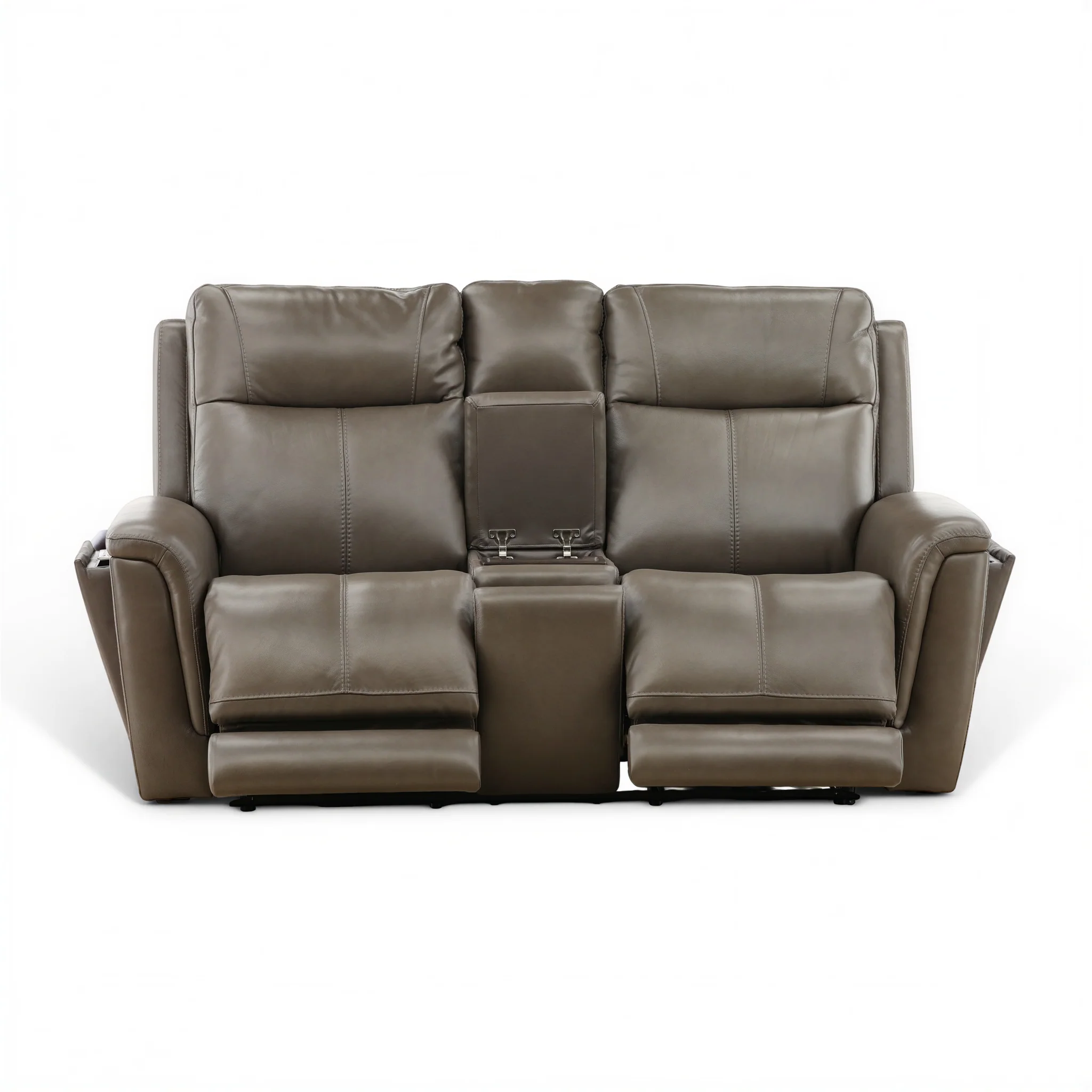 Flexsteel Trey Leather Power Reclining Console Loveseat - Image 5