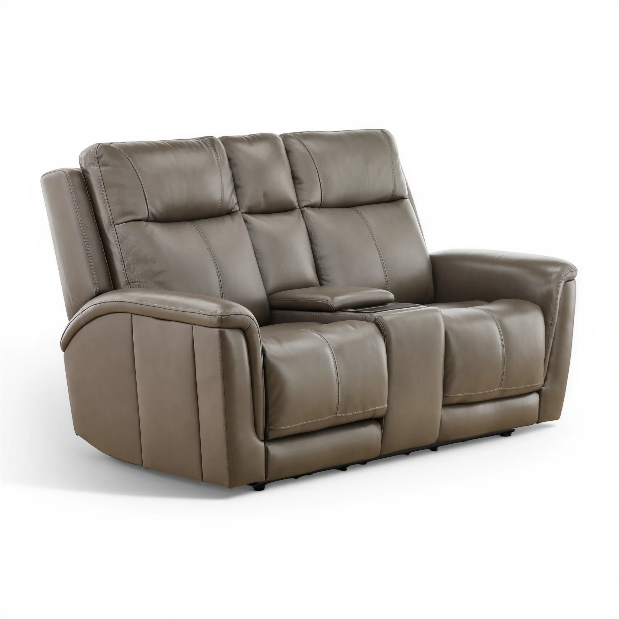 Flexsteel Trey Leather Power Reclining Console Loveseat - Image 6
