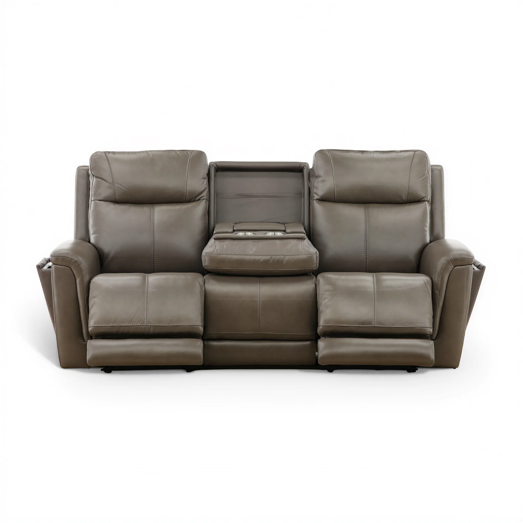Flexsteel Trey Leather Power Reclining Sofa with Drop-Down Table - Image 7