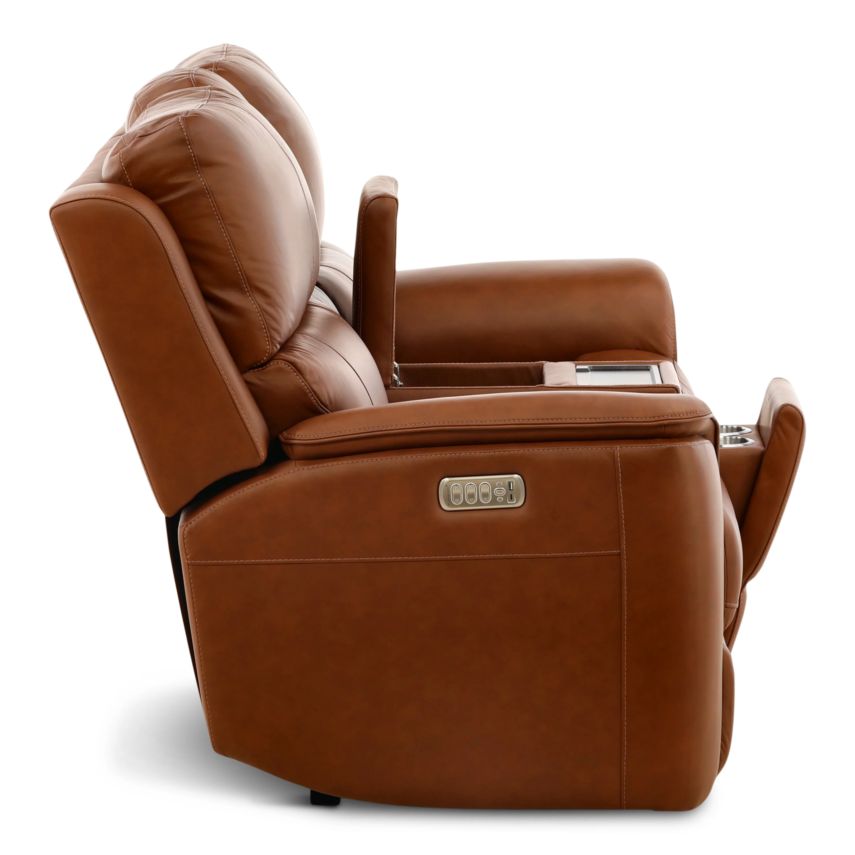 Flexsteel Karson Leather Power Reclining Console Loveseat - Image 17