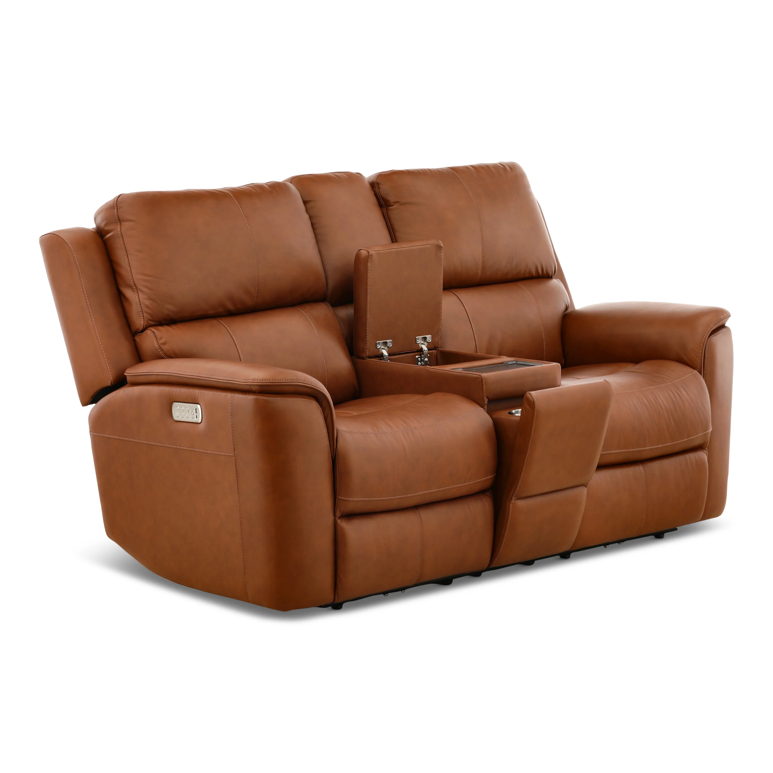 Flexsteel Karson Leather Power Reclining Console Loveseat - Image 18