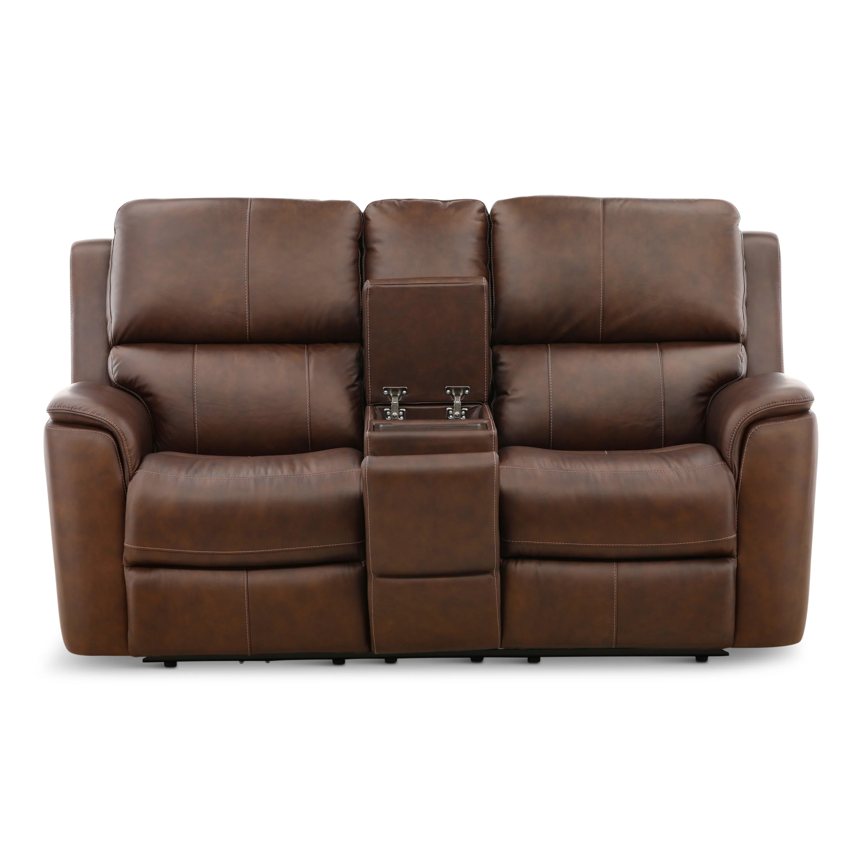 Flexsteel Karson Leather Power Reclining Console Loveseat - Image 2