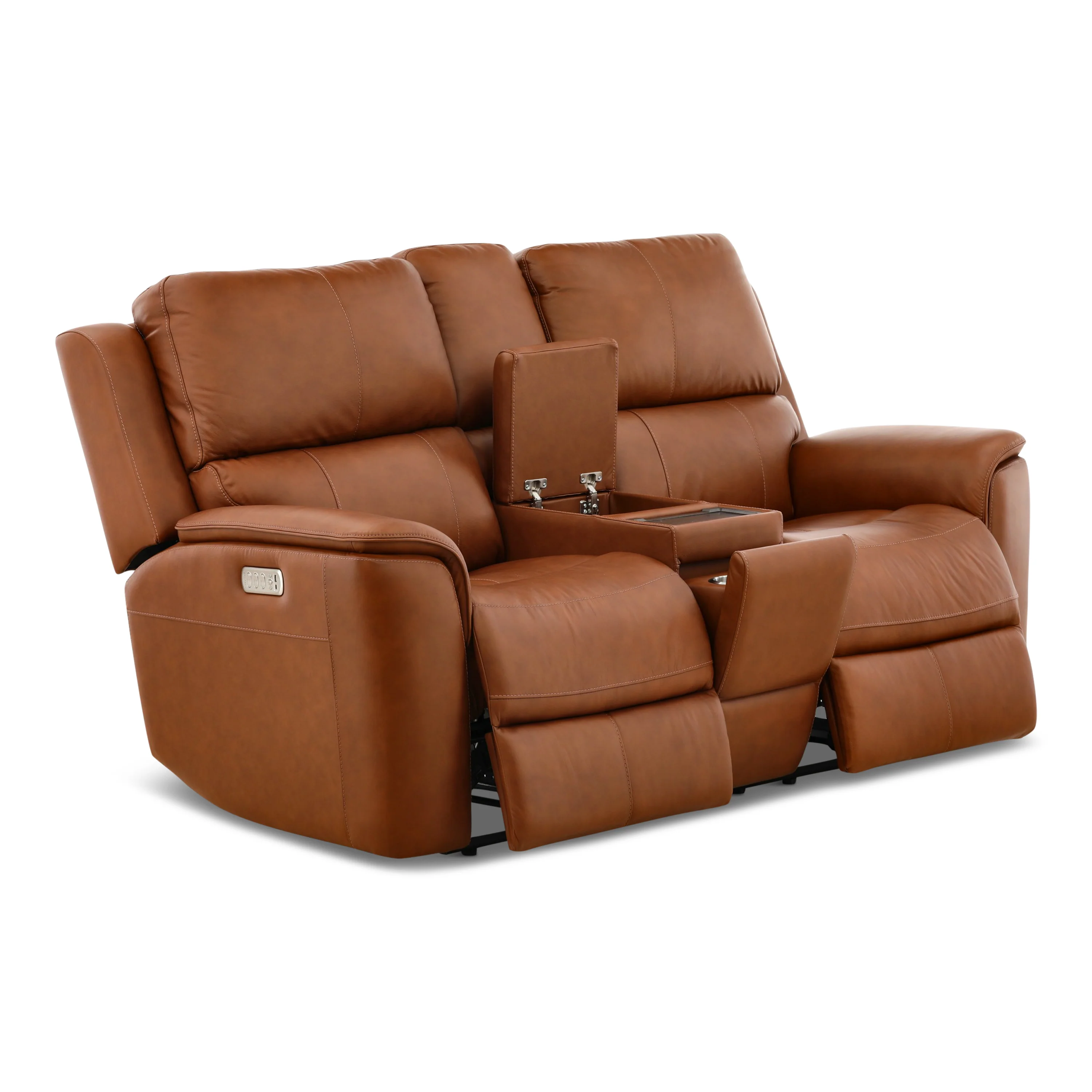 Flexsteel Karson Leather Power Reclining Console Loveseat - Image 24