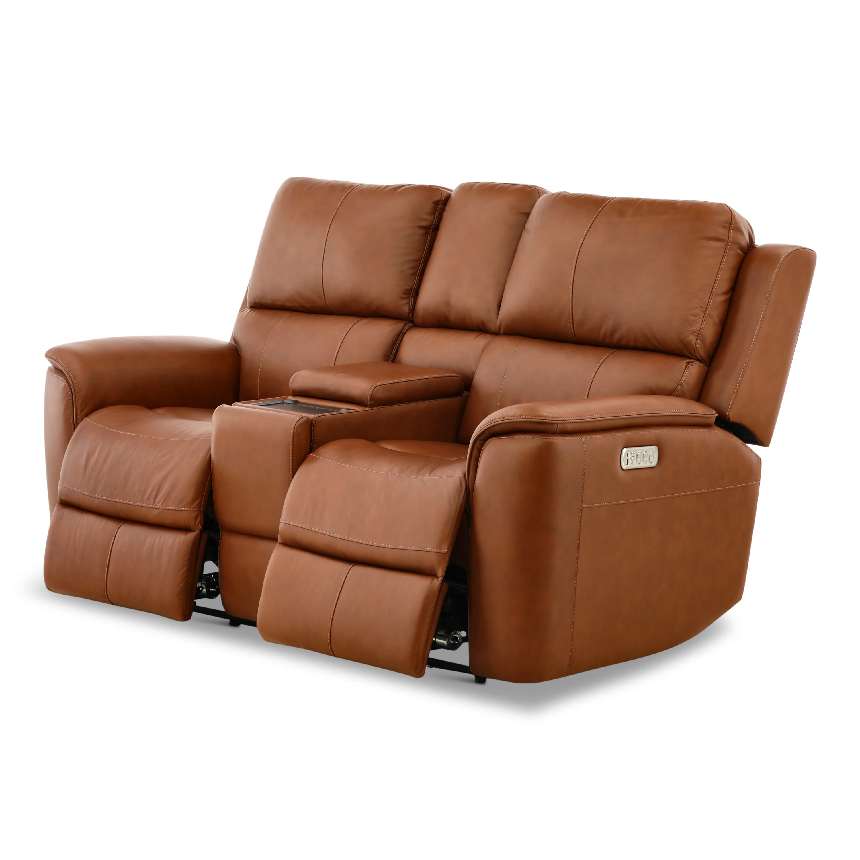 Flexsteel Karson Leather Power Reclining Console Loveseat - Image 26
