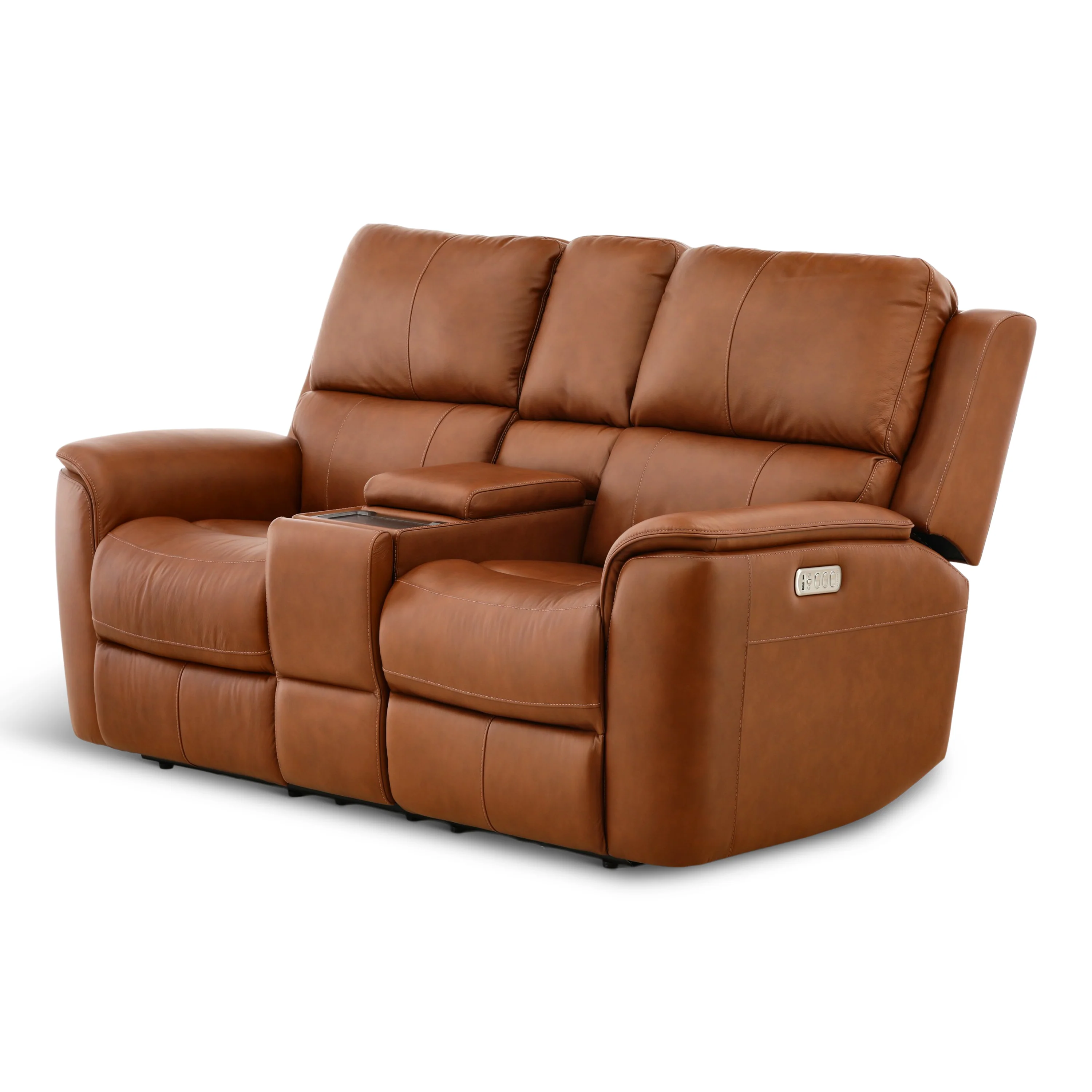 Flexsteel Karson Leather Power Reclining Console Loveseat - Image 28