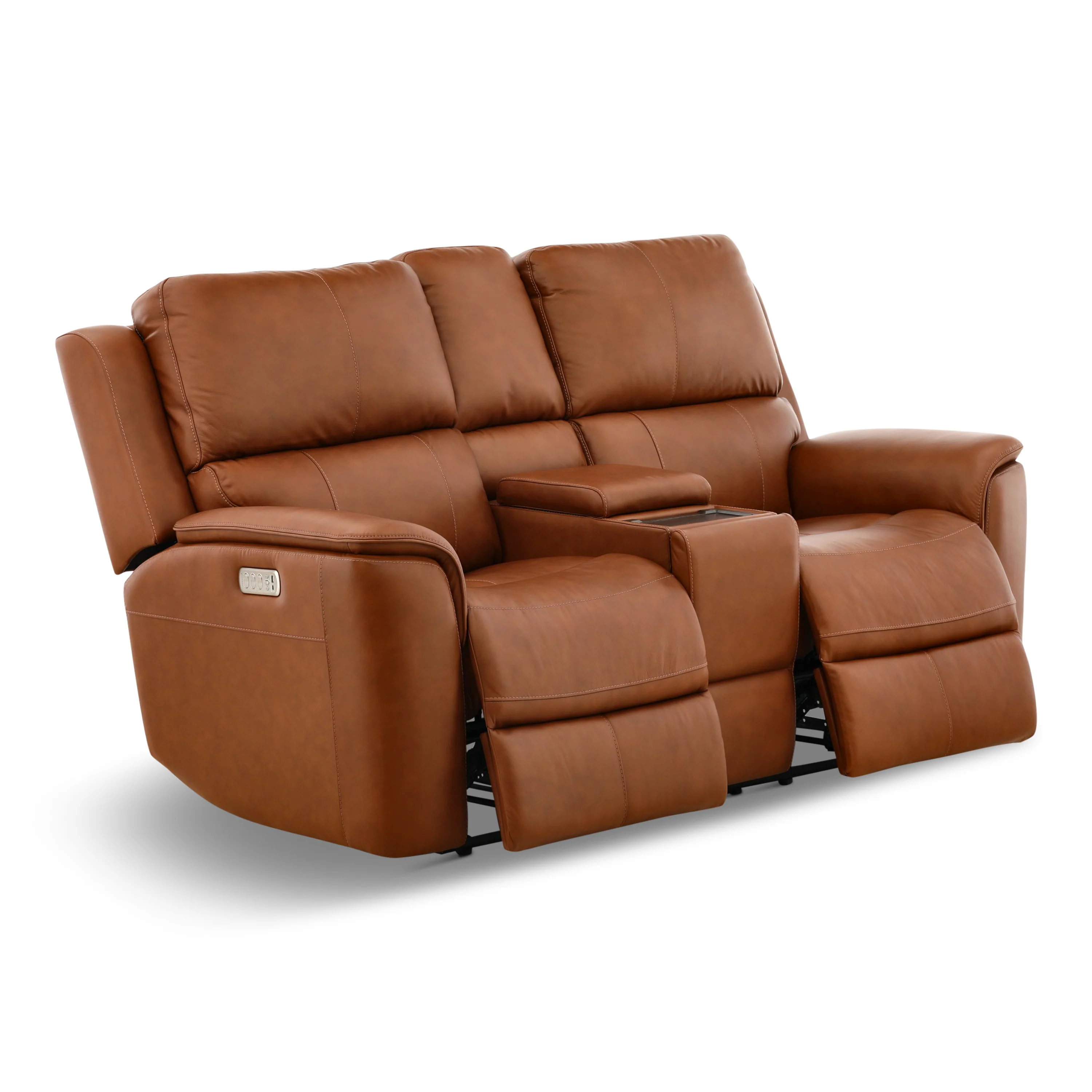 Flexsteel Karson Leather Power Reclining Console Loveseat - Image 30