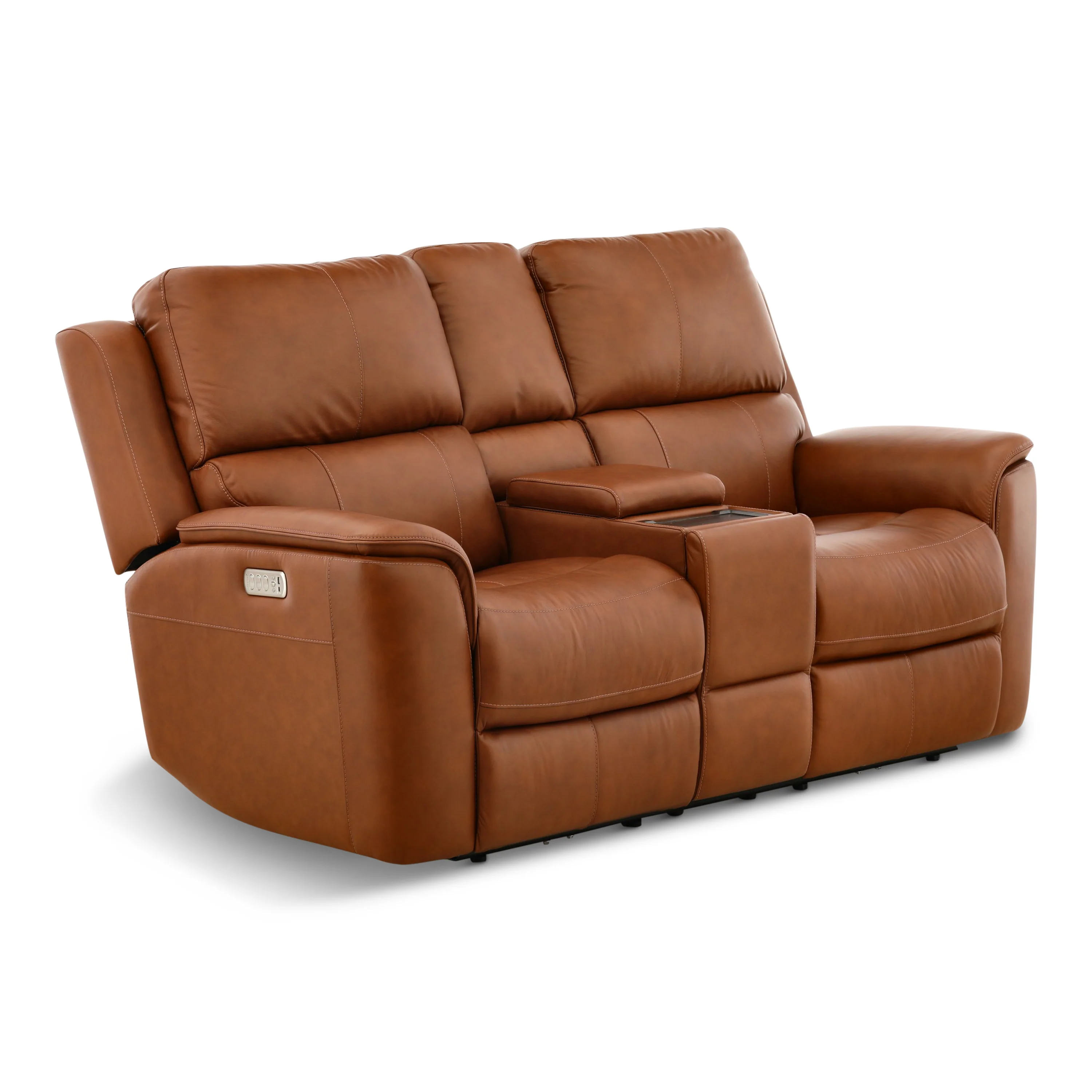 Flexsteel Karson Leather Power Reclining Console Loveseat - Image 34