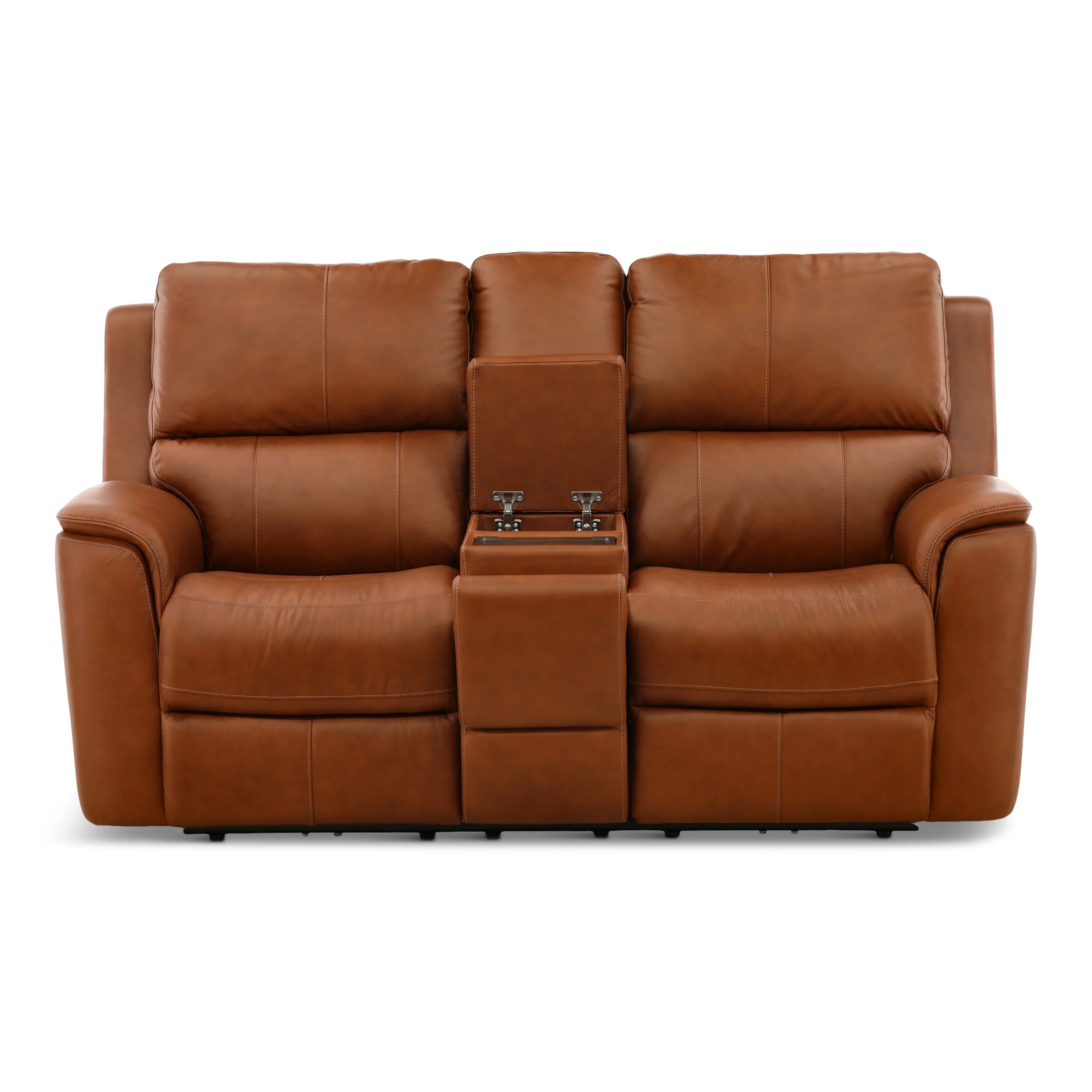 Flexsteel Karson Leather Power Reclining Console Loveseat - Image 35