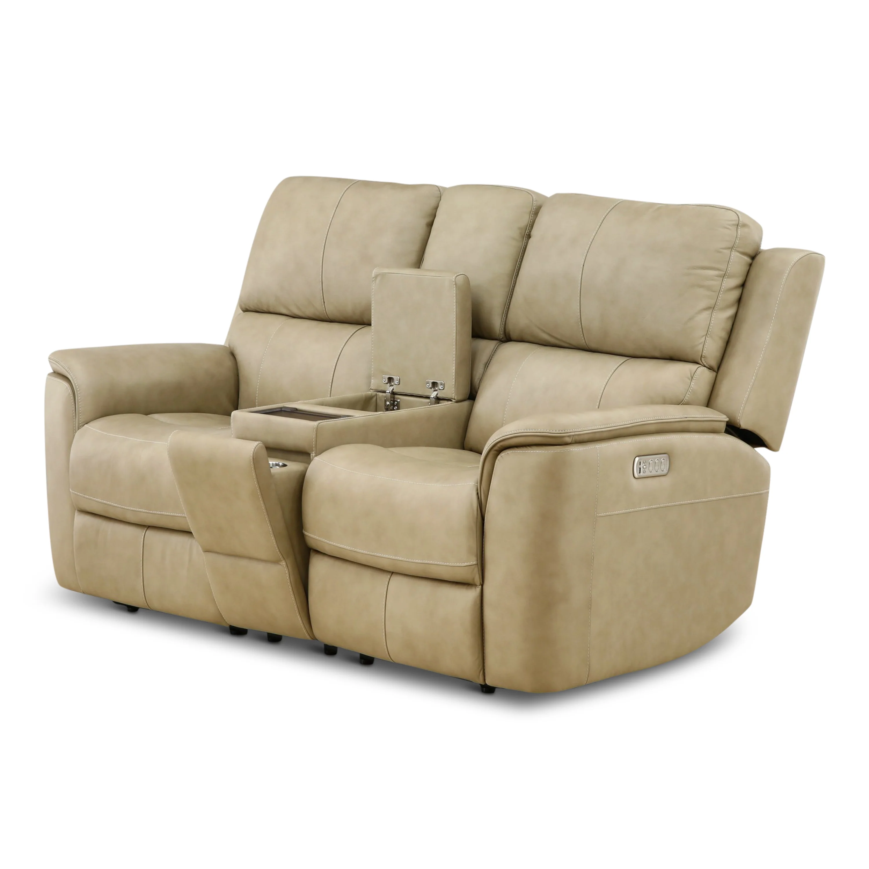 Flexsteel Karson Leather Power Reclining Console Loveseat - Image 36