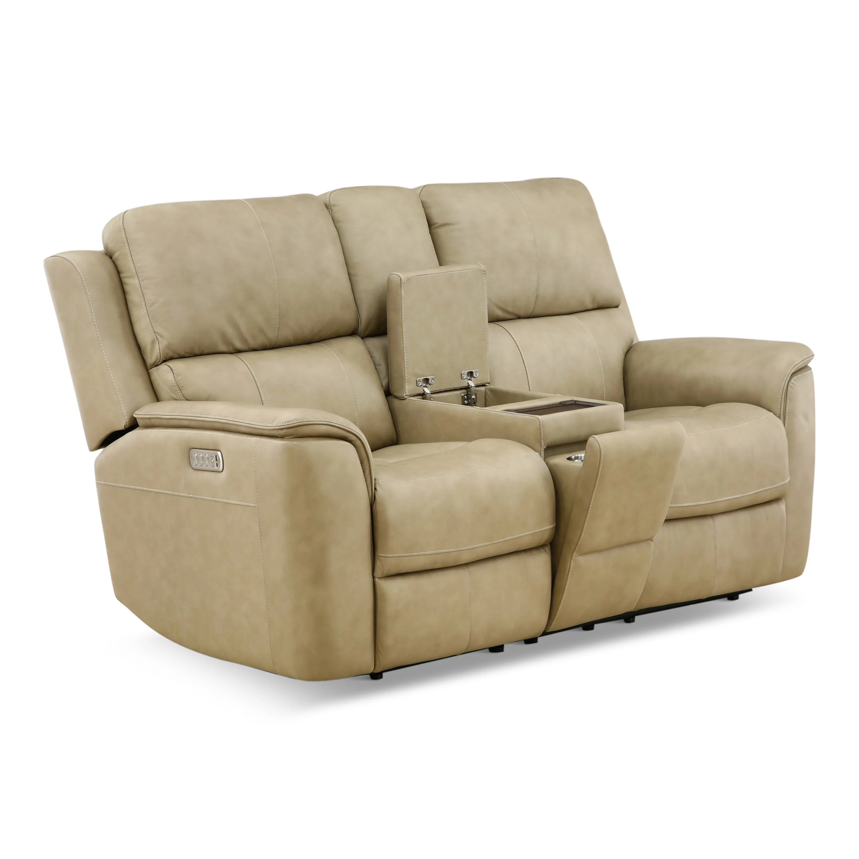 Flexsteel Karson Leather Power Reclining Console Loveseat - Image 39