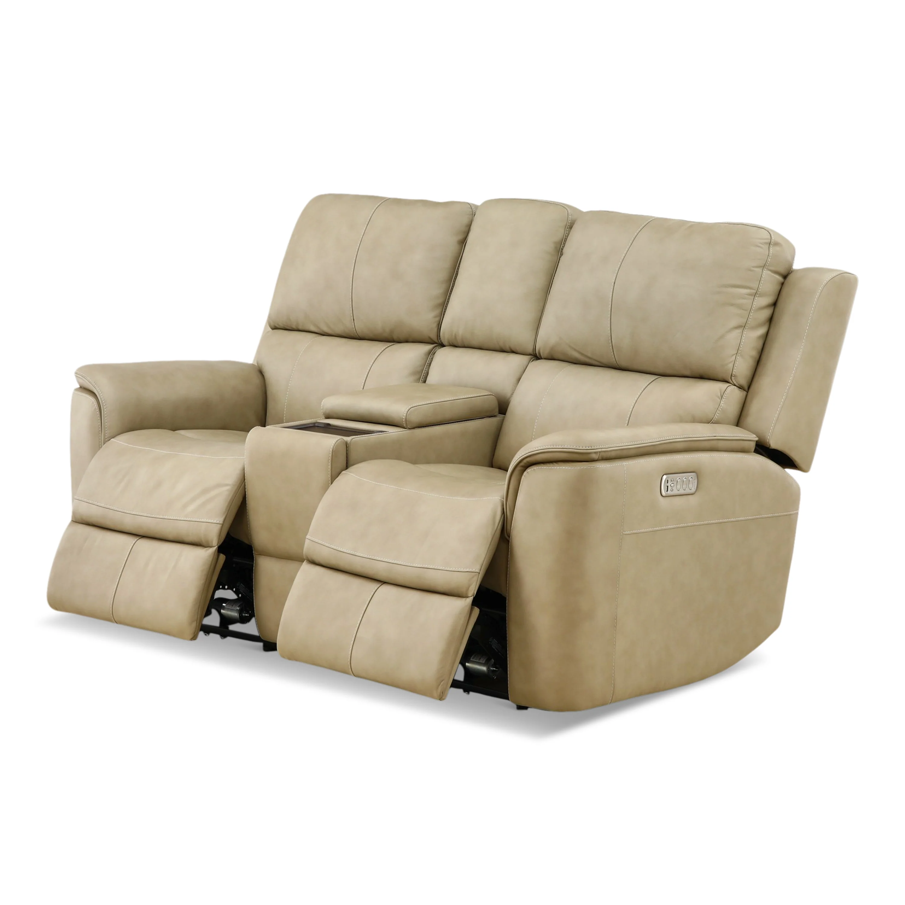 Flexsteel Karson Leather Power Reclining Console Loveseat - Image 41
